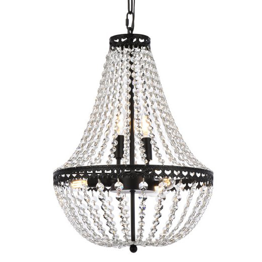 Photos - Chandelier / Lamp Elegant Lighting 1113D14 Valeria 5 Light 14" Wide Crystal Empire Chandelier with Clear Crystal Accents Black Indoor Lighting 
