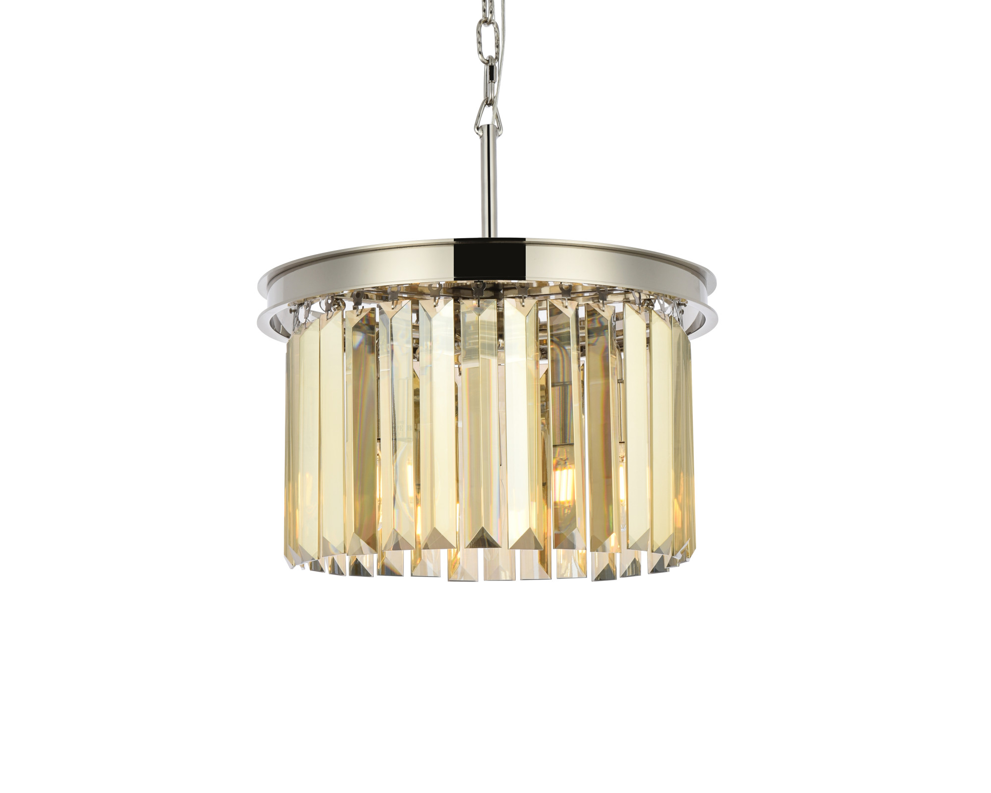 Photos - Chandelier / Lamp Elegant Lighting 1238D16-GT/RC Sydney 3 Light 16" Wide Crystal Pendant with Golden Teak Royal Cut Crystals Polished Nickel I