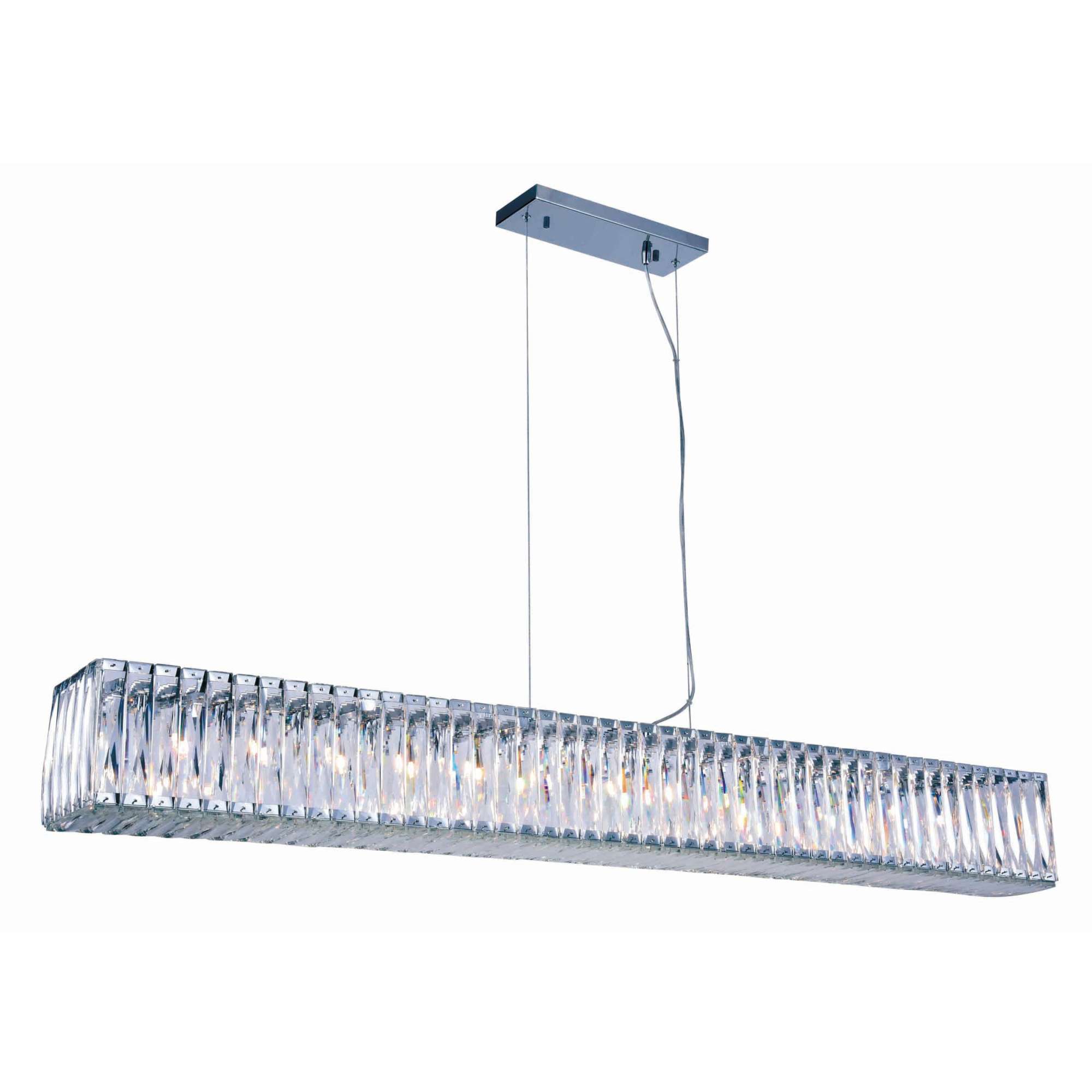 Photos - Chandelier / Lamp Elegant Lighting 2117G60/RC Cuvette 14 Light 60" Wide Crystal Linear Chandelier with Clear Royal Cut Crystals Chrome Indoor 
