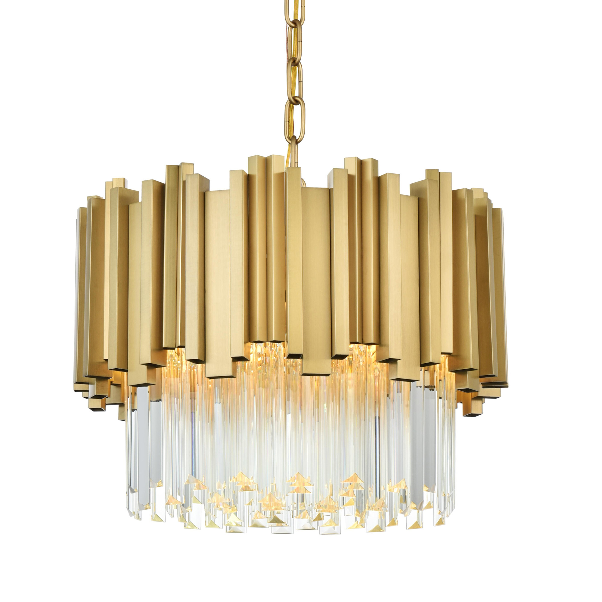 Photos - Chandelier / Lamp Elegant Lighting 3400D16 Willow 4 Light 16" Wide Waterfall Chandelier Satin Gold Indoor Lighting Chandeliers 3400D16SG