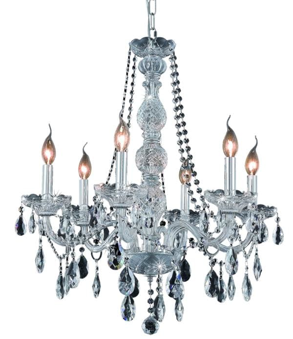 Photos - Chandelier / Lamp Elegant Lighting 7956D24/RC Verona 6 Light 24" Wide Crystal Chandelier with Clear Royal Cut Crystals Chrome Indoor Lighting 