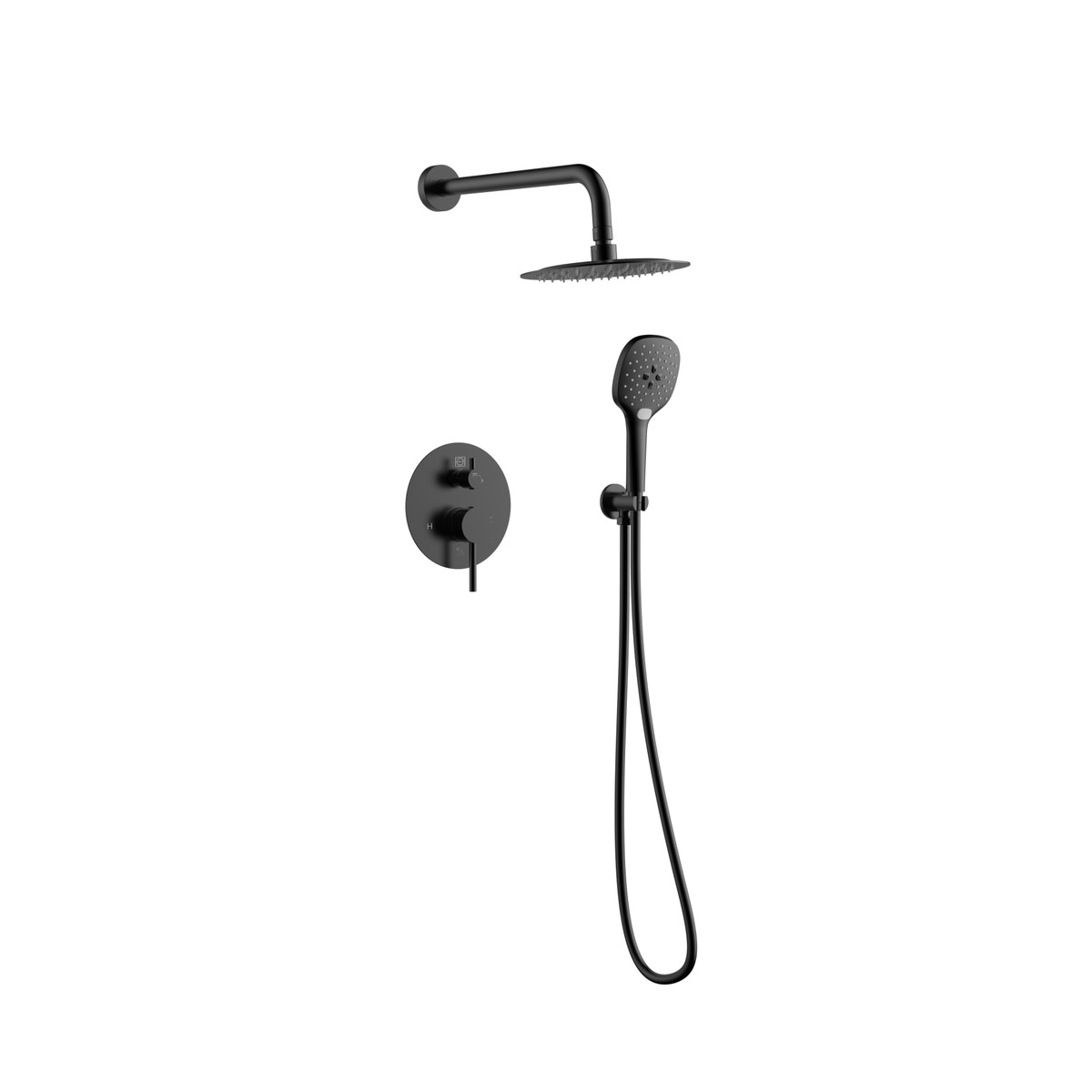 Photos - Shower System Elegant Lighting FAS-9001 George Shower Only Trim Package with 2.3 GPM Multi Function Shower Head Matte Black Showers Shower 