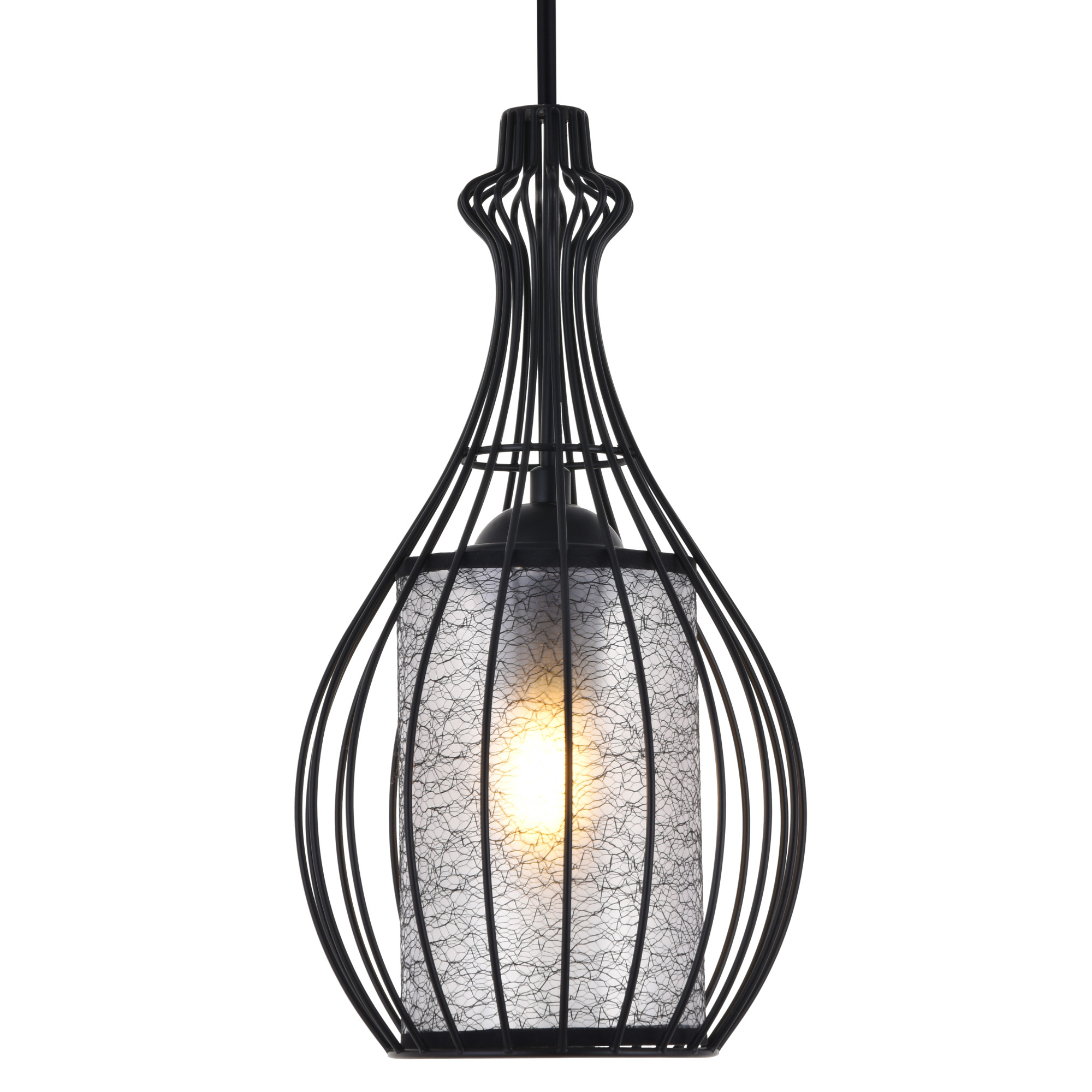 Photos - Chandelier / Lamp Elegant Lighting LD2419 Miya 7" Wide Cage Pendant Black Indoor Lighting Pendants LD2419BK