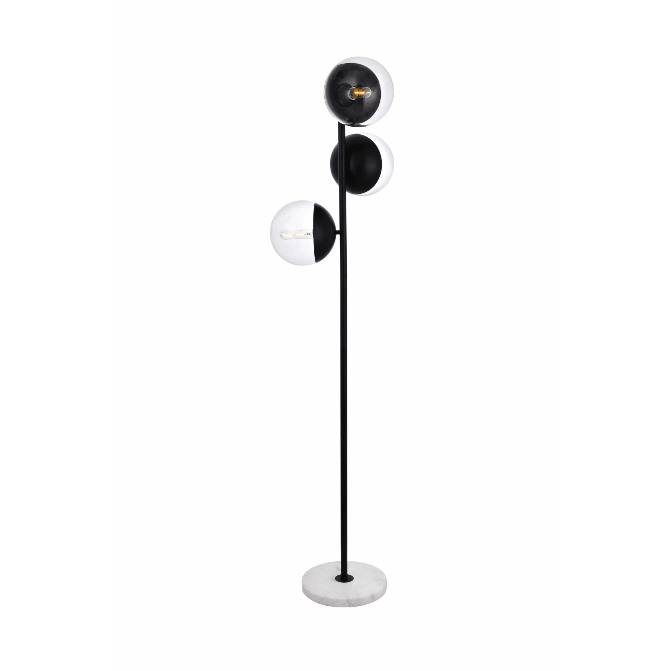 Photos - Chandelier / Lamp Elegant Lighting LD6159 Eclipse 3 Light 66" Tall Tree Floor Lamp with Clear Glass Black Lamps Floor Lamps LD6159BK 