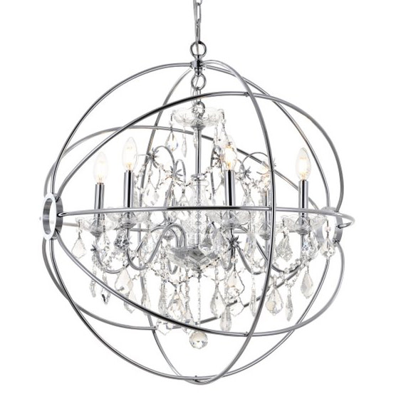 Photos - Chandelier / Lamp Elegant Lighting LD8801D25 Cordelia 6 Light 26" Wide Crystal Chandelier with Clear Royal Cut Crystals Chrome Indoor Lighting 