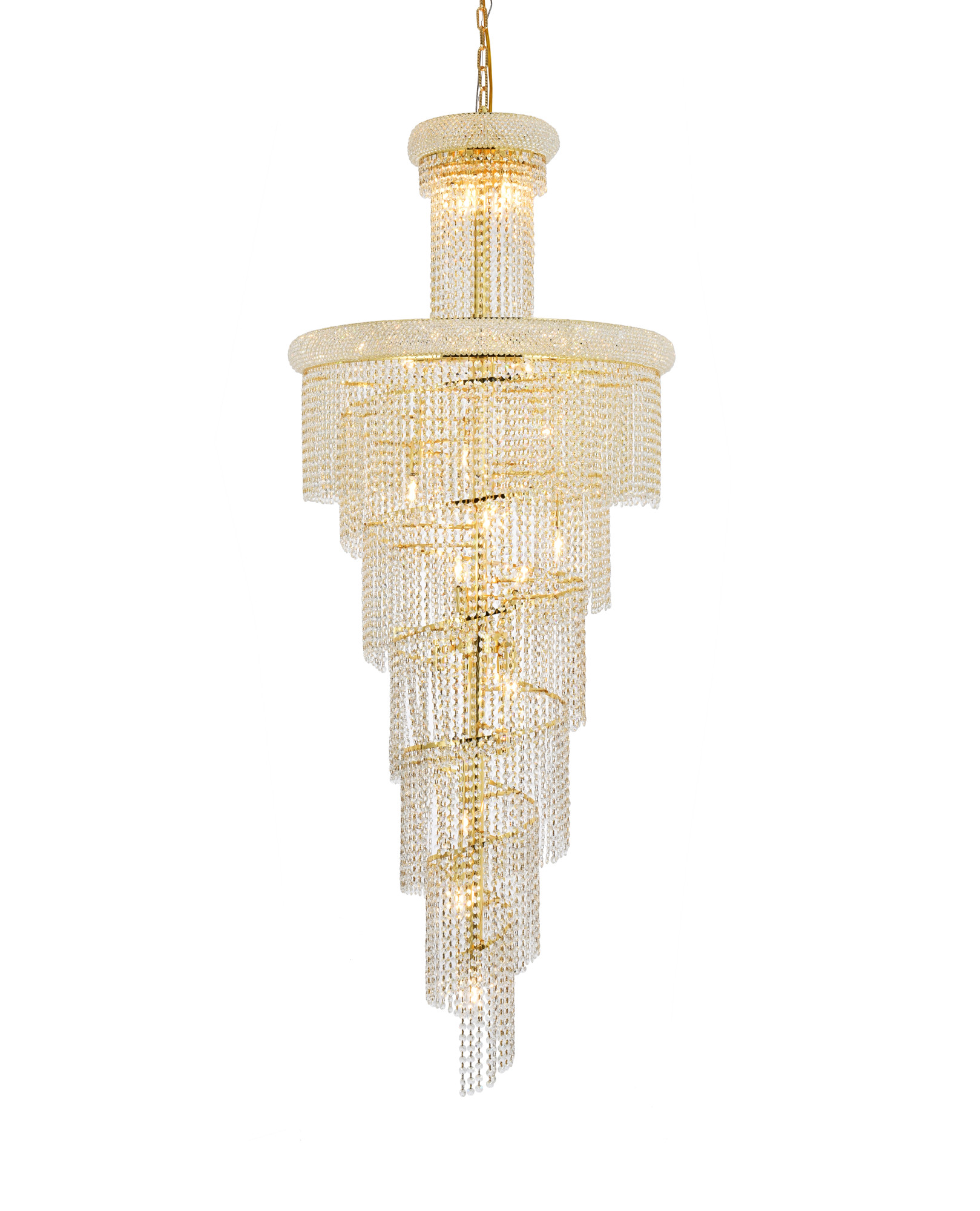 Photos - Chandelier / Lamp Elegant Lighting V1800SR30/RC Spiral 28 Light 30" Wide Crystal Chandelier with Clear Royal Cut Crystals Gold Indoor Lighting 