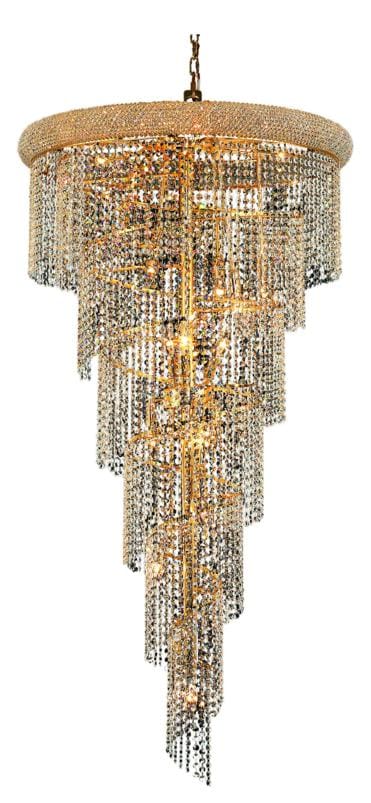 Photos - Chandelier / Lamp Elegant Lighting V1801SR30/RC Spiral 22 Light 30" Wide Crystal Chandelier with Clear Royal Cut Crystals Gold Indoor Lighting 