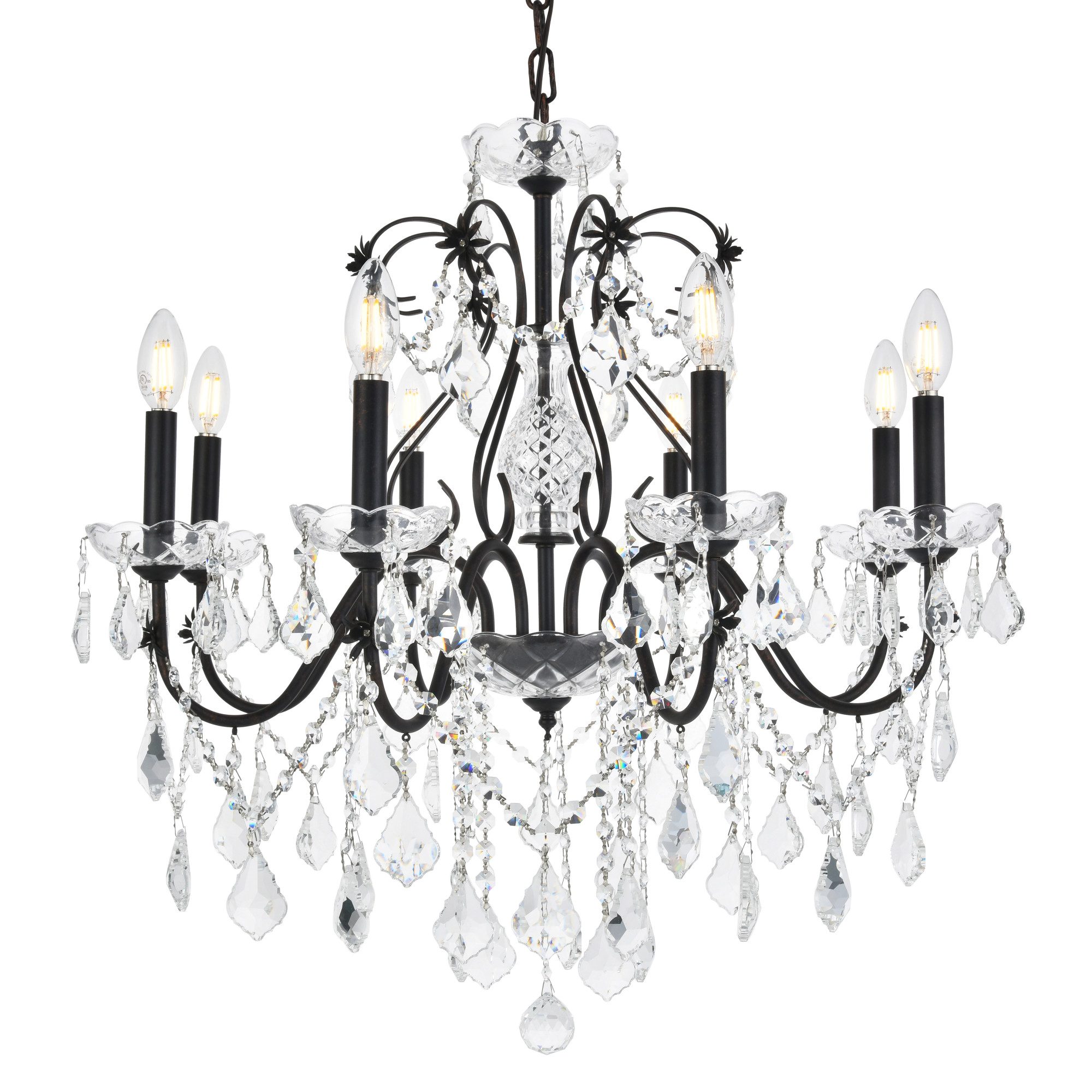 Photos - Chandelier / Lamp Elegant Lighting V2015D26/RC St. Francis 8 Light 26" Wide Crystal Chandelier with Clear Royal Cut Crystals Dark Bronze Indoo