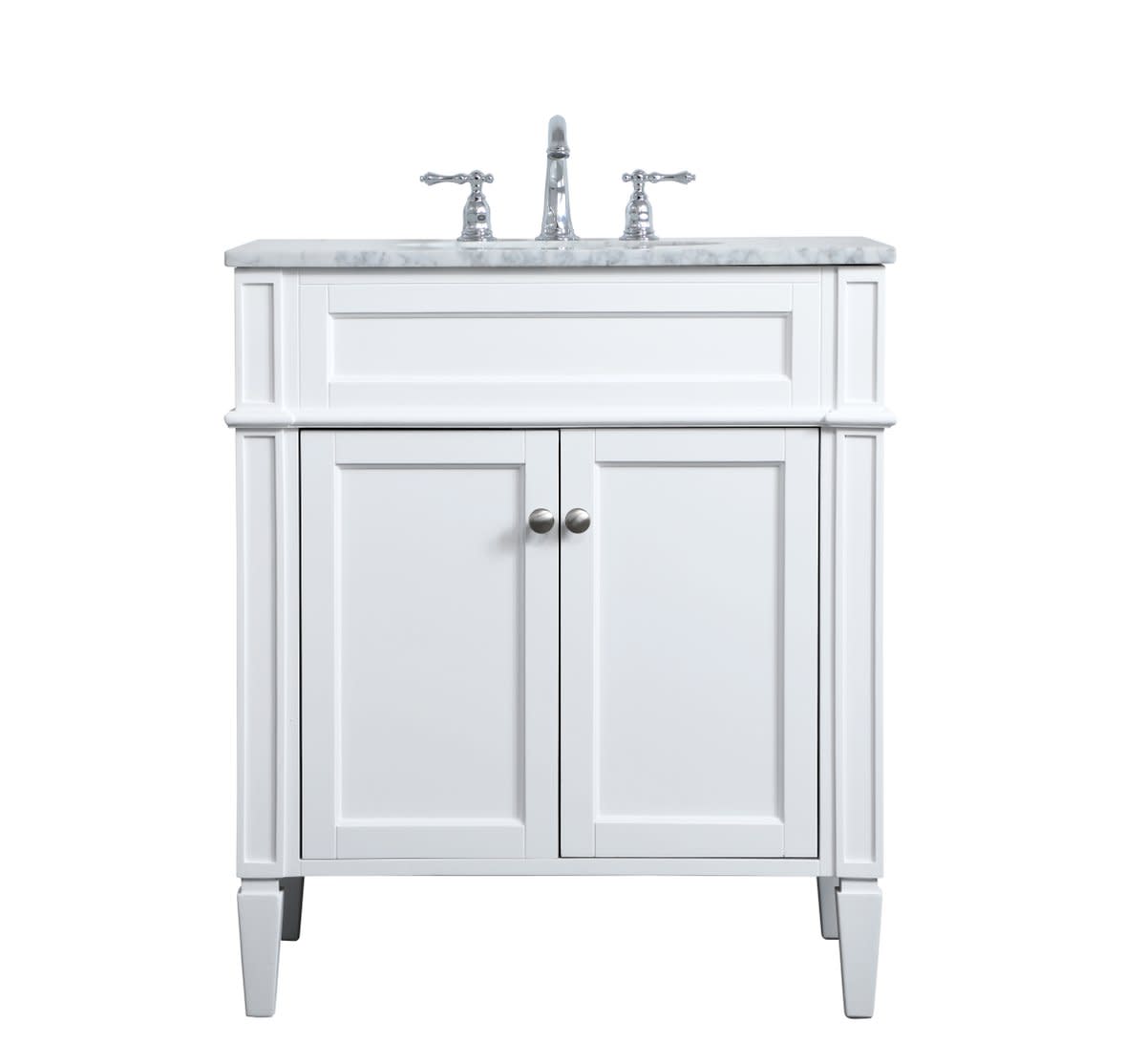 Photos - Washbasin cabinet Elegant Lighting VF12530 Park Avenue 30" Free Standing Single Basin Vanity Set with Cabinet and Marble Vanity Top White Bath 