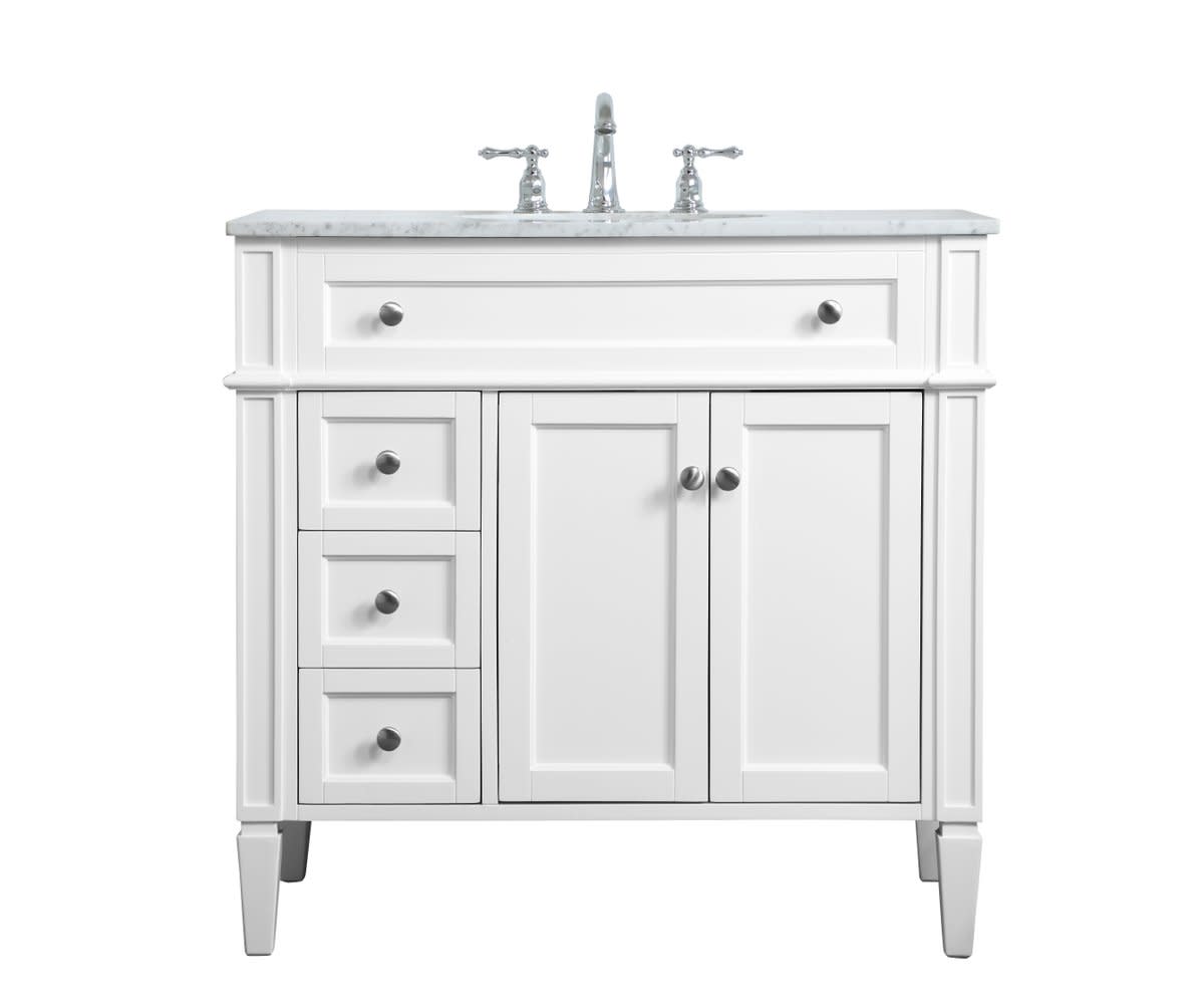 Photos - Washbasin cabinet Elegant Lighting VF12536 Park Avenue 36" Free Standing Single Basin Vanity Set with Cabinet and Marble Vanity Top White Bath 