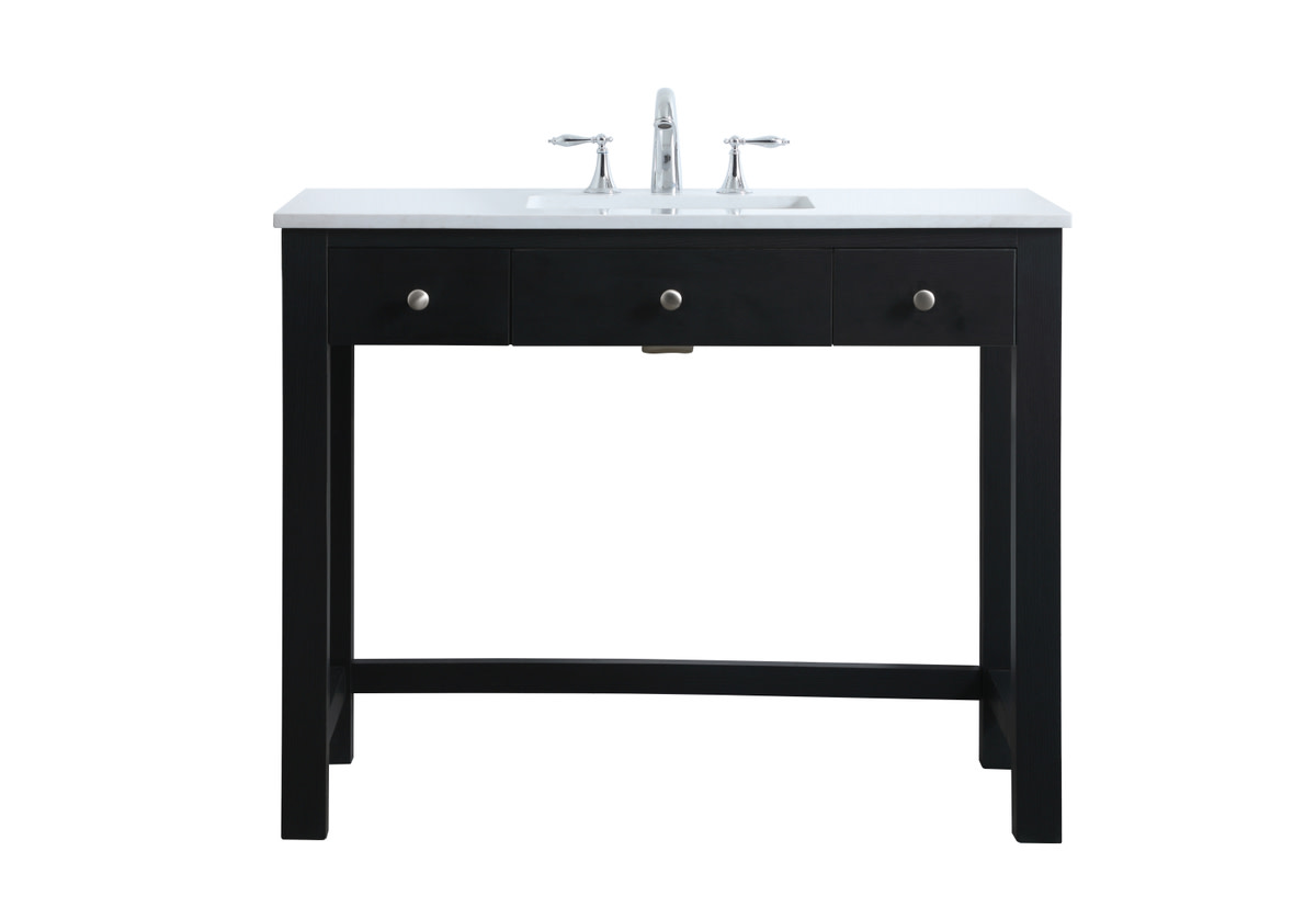 Photos - Washbasin cabinet Elegant Lighting VF14842 Hudson 42" Free Standing Single Basin Vanity Set with Cabinet and Marble Vanity Top Black Bathroom 
