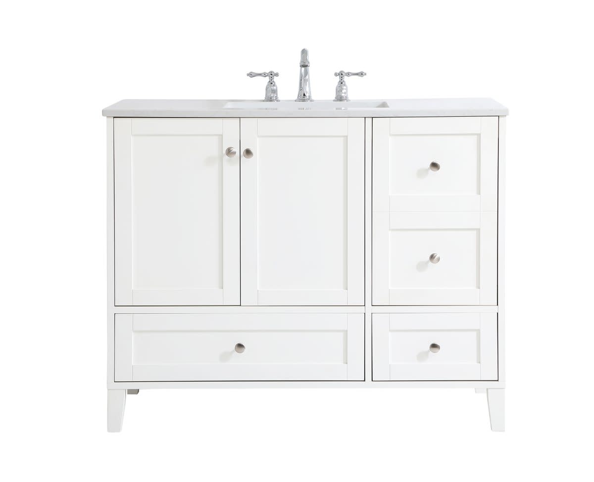 Photos - Washbasin cabinet Elegant Lighting VF18042 Sommerville 42" Free Standing Single Basin Vanity Set with Cabinet and Engineered Marble Vanity Top 