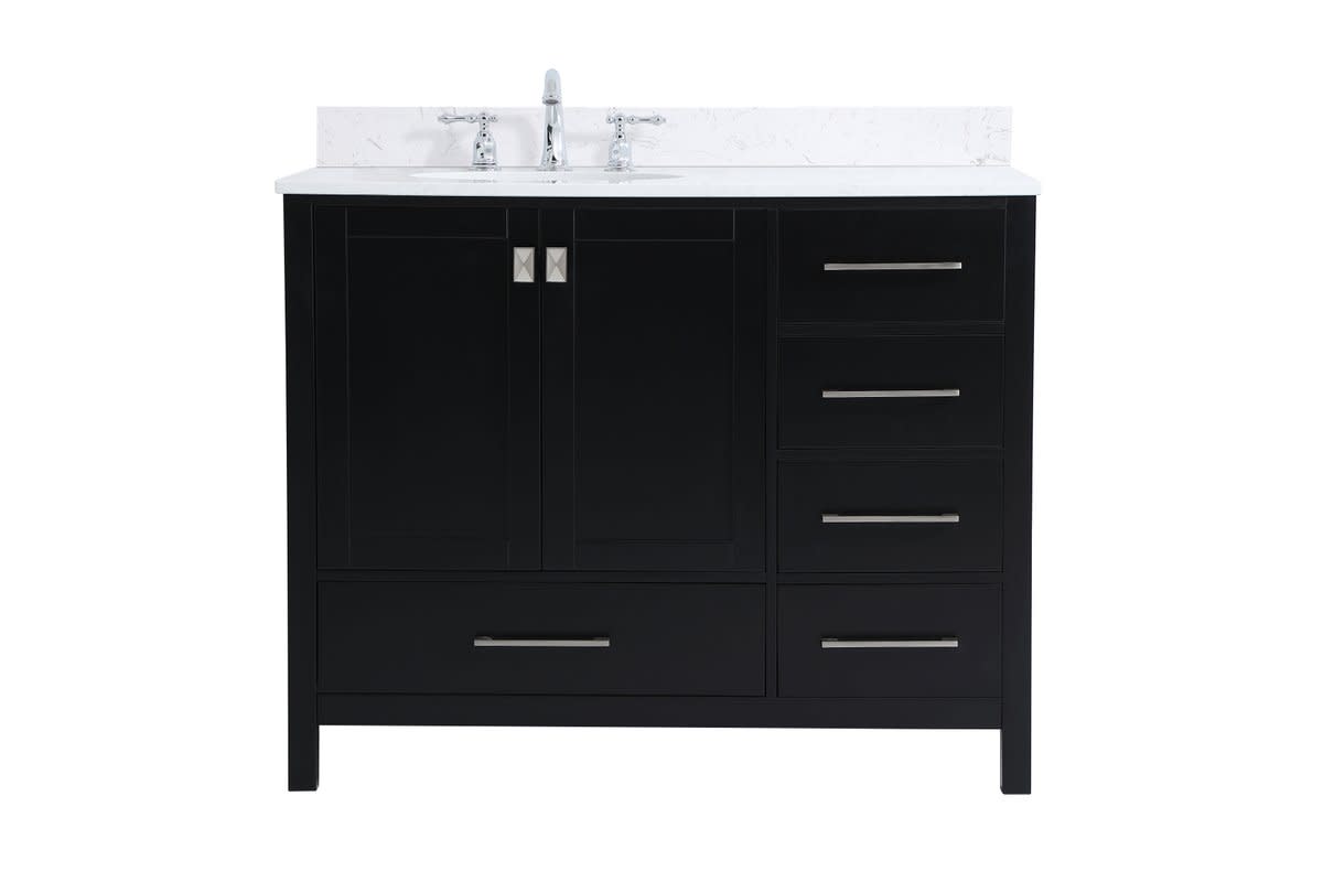 Photos - Washbasin cabinet Elegant Lighting VF18842-BS Irene 42" Free Standing Single Basin Vanity Set with Cabinet Engineered Marble Vanity Top and Ba 