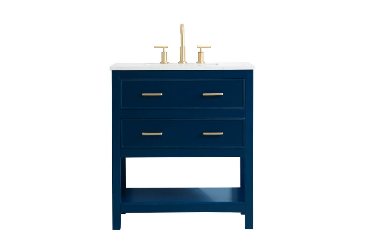 Photos - Washbasin cabinet Elegant Lighting VF19030 Sinclaire 30" Free Standing Single Basin Vanity Set with Cabinet and Engineered Marble Vanity Top B 