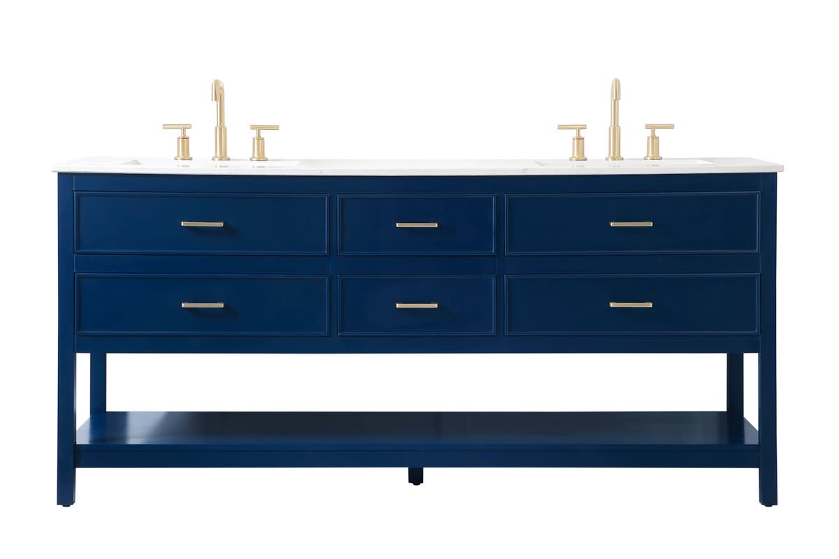 Photos - Washbasin cabinet Elegant Lighting VF19072D Sinclaire 72" Free Standing Double Basin Vanity Set with Cabinet and Engineered Marble Vanity Top 