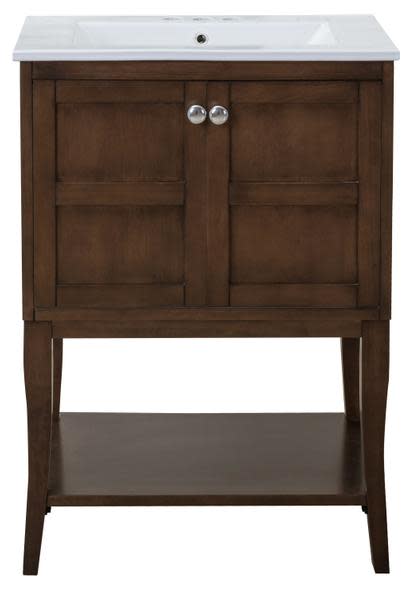 Elegant Lighting VF2102 Mason 24" Free Standing Single Basin Vanity Set with Cabinet and Resin Vanity Top Antique Coffee Bathroom Storage Vanity Sets