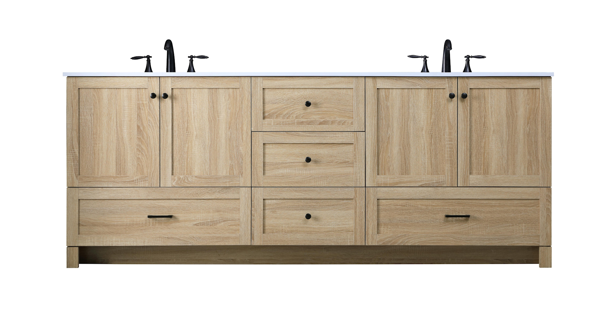 Elegant Lighting VF2884D Soma 84" Free Standing Double Basin Vanity Set with Cabinet and Engineered Stone Vanity Top Mango Wood Bathroom Storage