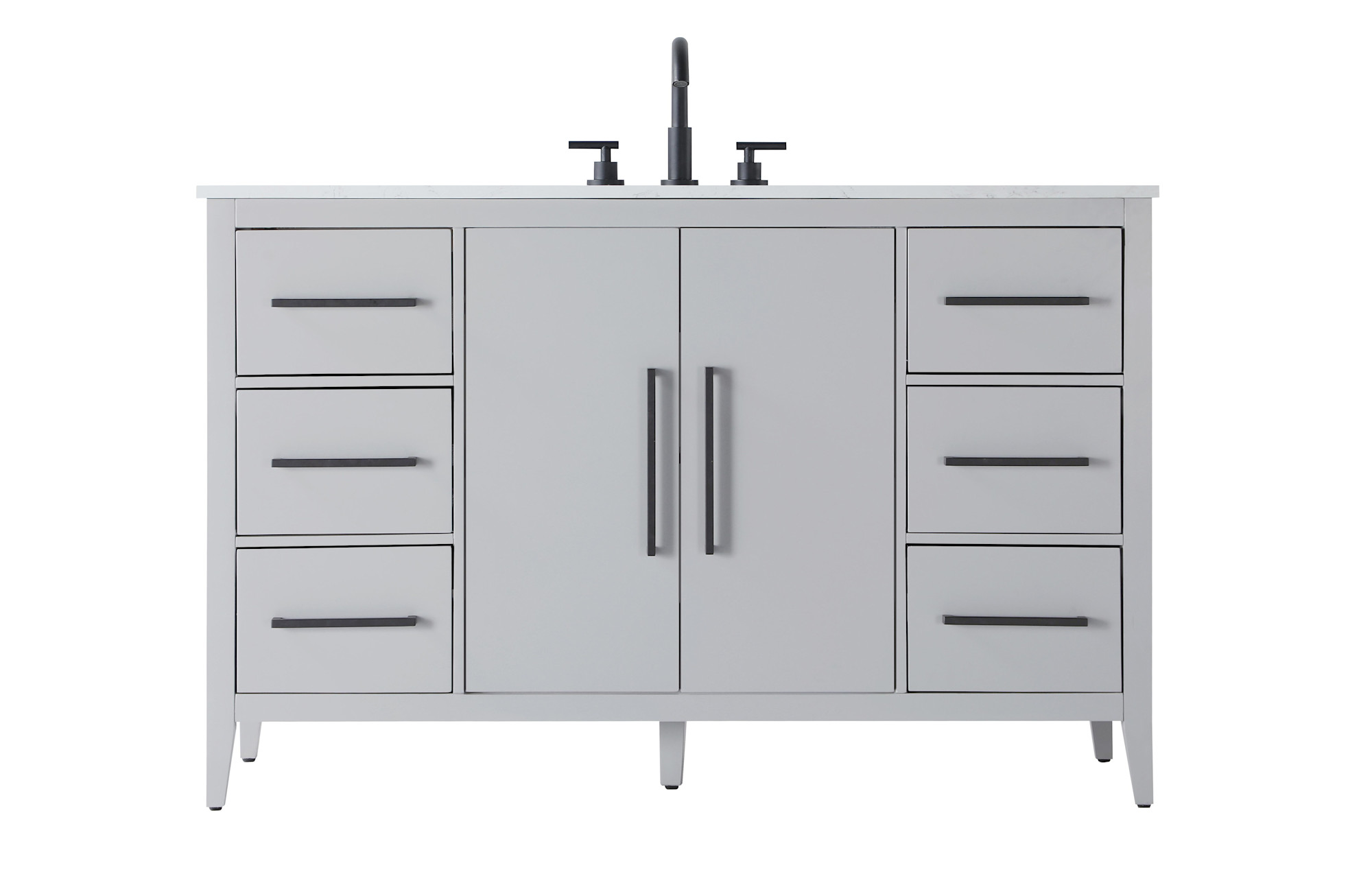 Photos - Washbasin cabinet Elegant Lighting VF29354 Millie 54" Free Standing Single Basin Vanity Set with Cabinet and Engineered Stone Vanity Top Gray 