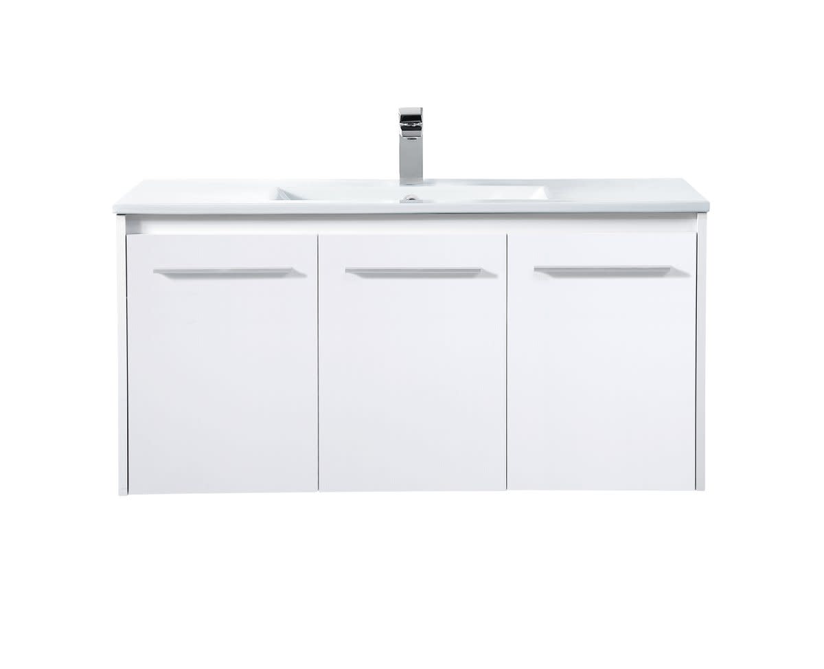 Photos - Washbasin cabinet Elegant Lighting VF44040 Rasina 40" Wall Mounted Single Basin Vanity Set with Cabinet and Resin Vanity Top White Bathroom St 
