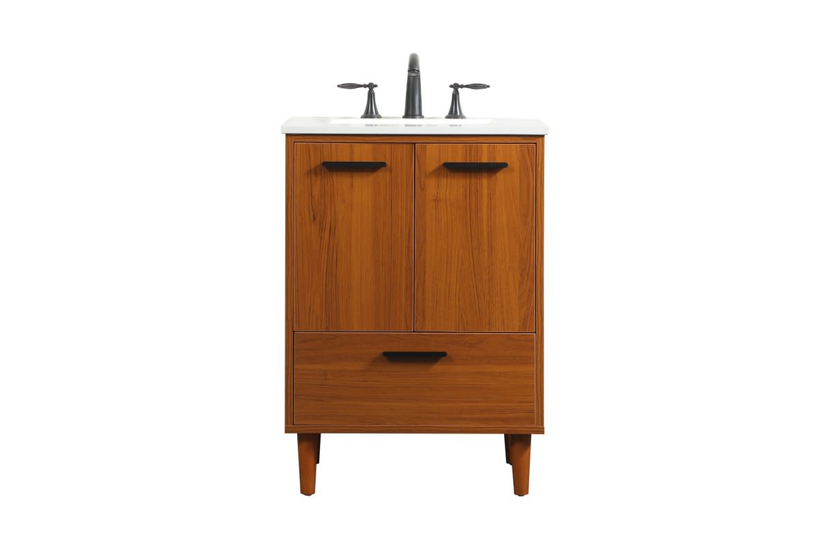 Photos - Washbasin cabinet Elegant Lighting VF47024M Baldwin 24" Free Standing Single Basin Vanity Set with Cabinet and Engineered Marble Vanity Top Te 