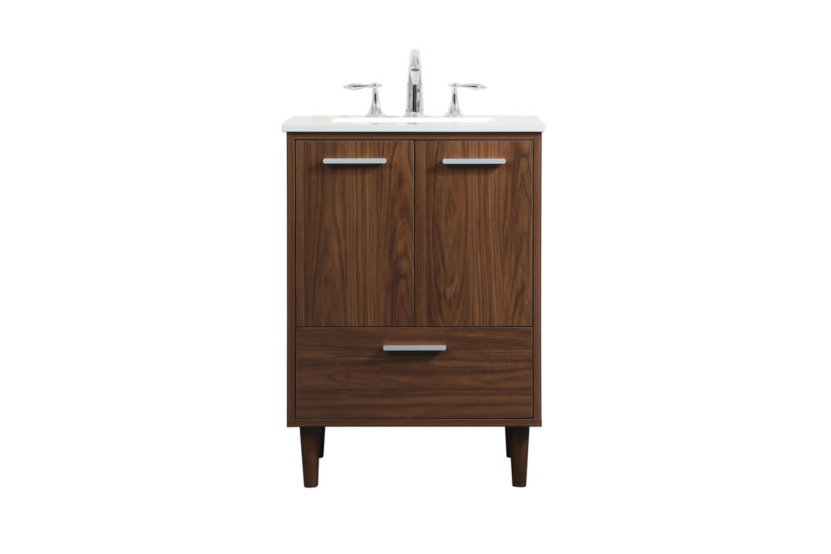 Photos - Washbasin cabinet Elegant Lighting VF47024M Baldwin 24" Free Standing Single Basin Vanity Set with Cabinet and Engineered Marble Vanity Top Wa 