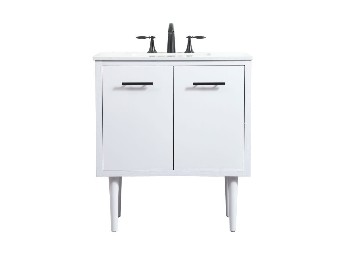 Photos - Washbasin cabinet Elegant Lighting VF48030M Cyrus 30" Free Standing Wall Mounted Single Basin Vanity Set with Cabinet and Engineered Marble Va