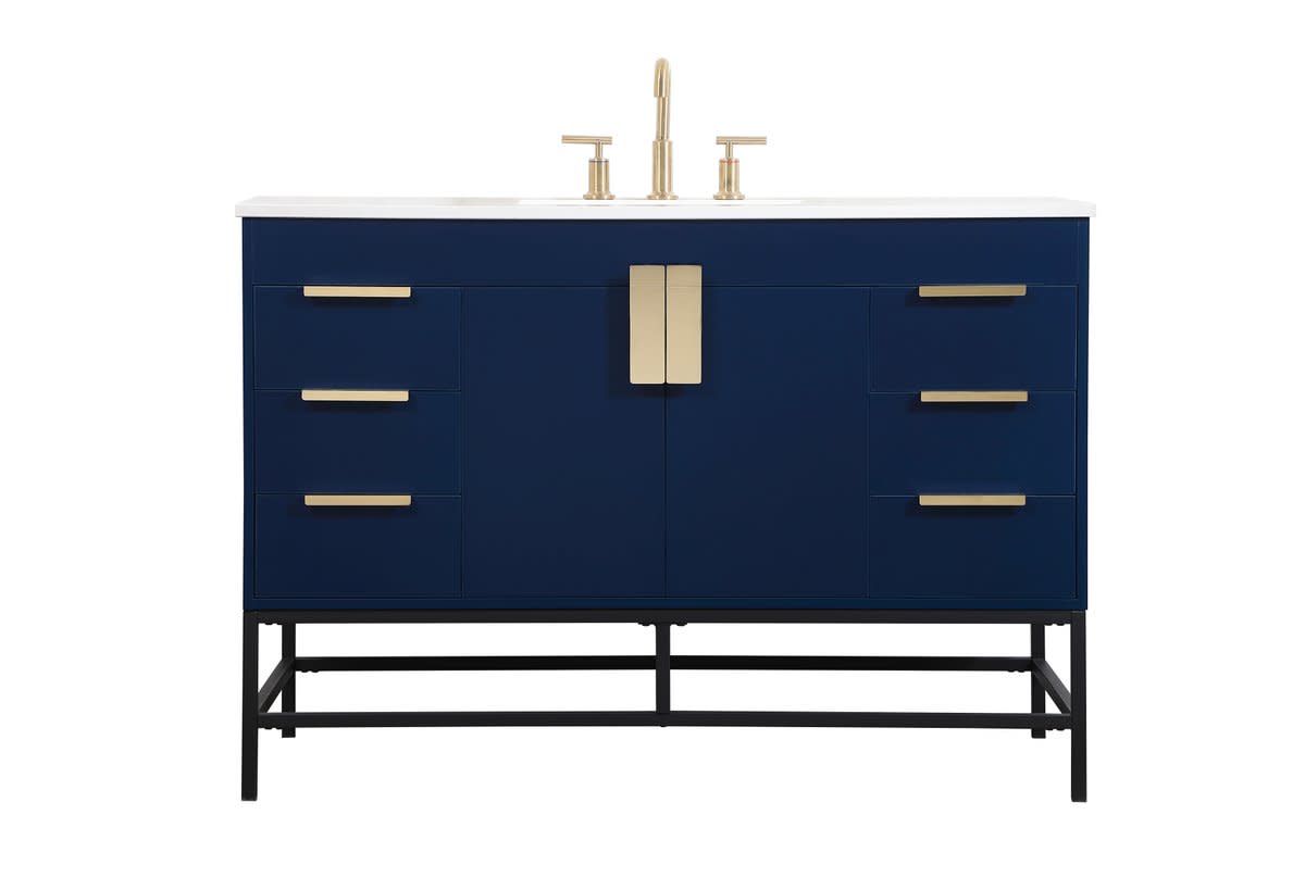 Photos - Washbasin cabinet Elegant Lighting VF488W48M Eugene 48" Free Standing Single Basin Vanity Set with Cabinet and Engineered Marble Vanity Top Bl 