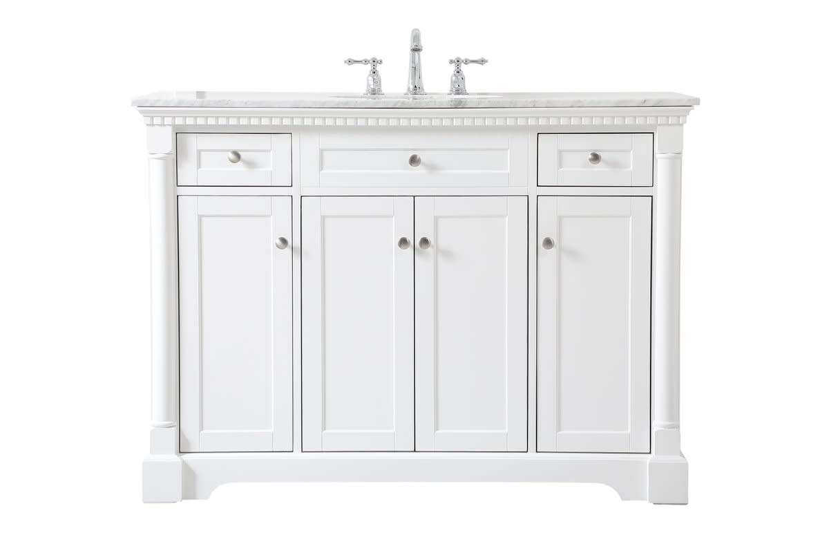 Photos - Washbasin cabinet Elegant Lighting VF53048 Clarence 48" Free Standing Single Basin Vanity Set with Cabinet and Marble Vanity Top White Bathroo 