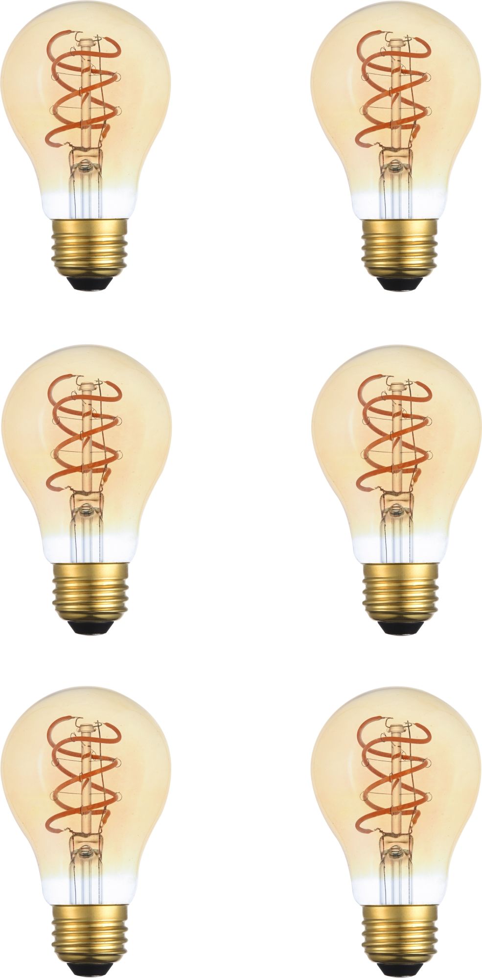 Photos - Light Bulb Elegant Lighting A19LED301-6PK 6 Watt Dimmable Helix Filament LED Bulb 2000K - Pack of 6 Amber Bulbs Bulbs LED 