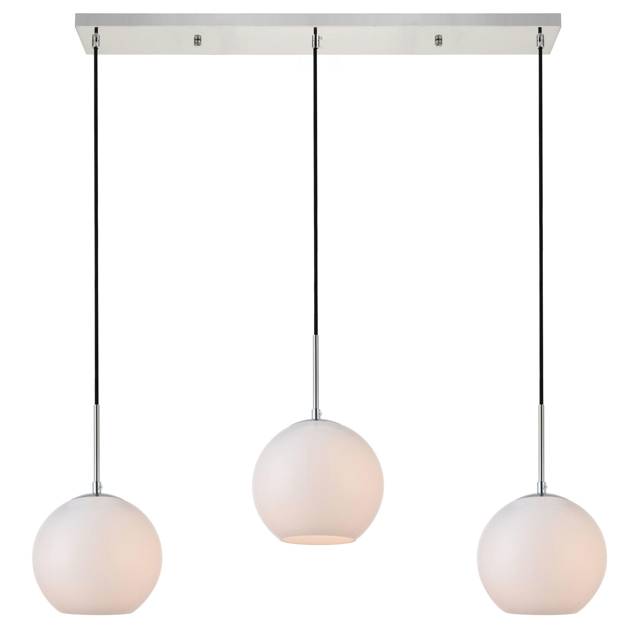 Photos - Chandelier / Lamp Elegant Lighting LD2237 Baxter 3 Light 36" Wide Linear Pendant Chrome / Frosted White Indoor Lighting Pendants LD2237C