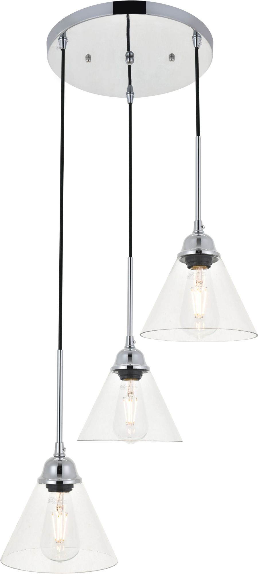 Photos - Chandelier / Lamp Elegant Lighting LD4017D18 Histoire 3 Light 18" Wide Multi Light Pendant Chrome / Clear Indoor Lighting Pendants LD4017D18C 