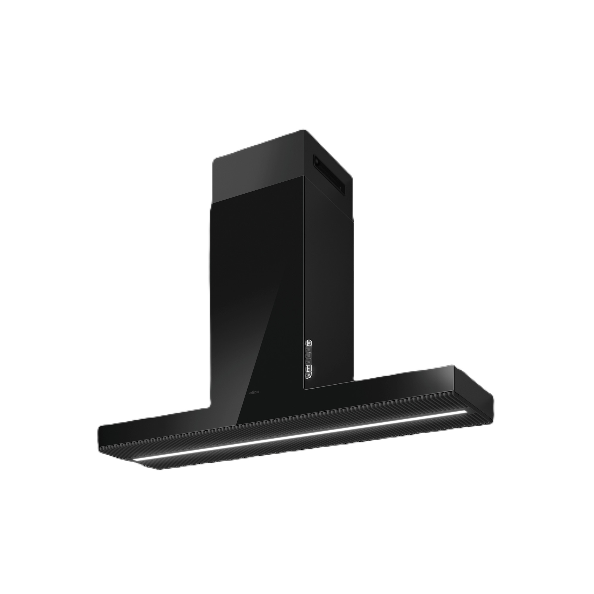 Photos - Cooker Hood Elica EHI648 Haiku Island Series 600 CFM 48 Inch Wide Island Range Hood Black Stainless Steel / Glass Cooking Appliances Ran 