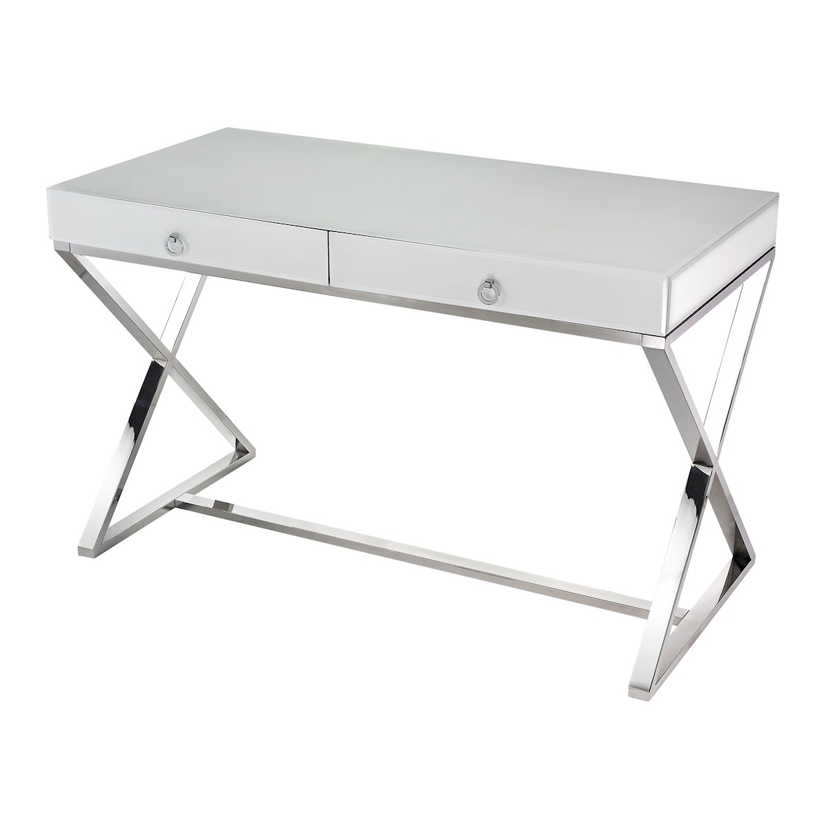 Photos - Other Furniture Elk Home 1141105 30"H X 25"W X 48"L Glass Desk White / Chrome Indoor Furniture Desks Writing