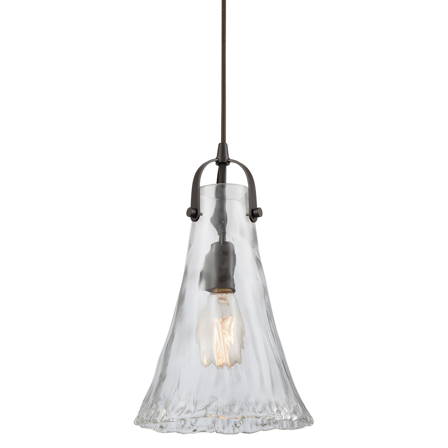 Photos - Chandelier / Lamp Wide Elk Lighting 10555/1 Hand Formed Glass Single Light 8"  Mini Pendant Oil Rubbed Bronze Indoor Lighting Pendants 