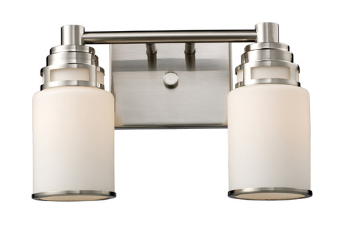 Photos - Chandelier / Lamp NICKEL Elk Lighting 11265/2 Bryant 2 Light 13.5" Vanity Fixture with Frosted Glass Shade Satin  Indoor Lighting Bathroom Fixt 