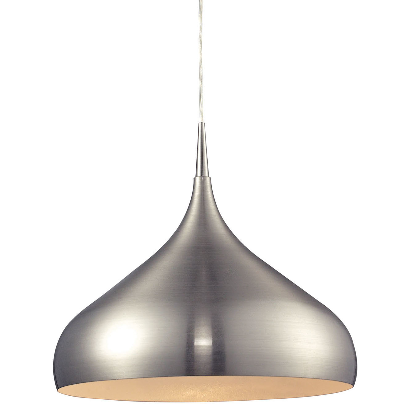 Photos - Chandelier / Lamp Elk Lighting 31442/1SN Lindsey Single Light 17" Wide Pendant with Round Canopy and Nickel Metal Shade Satin Nickel Indoor Li