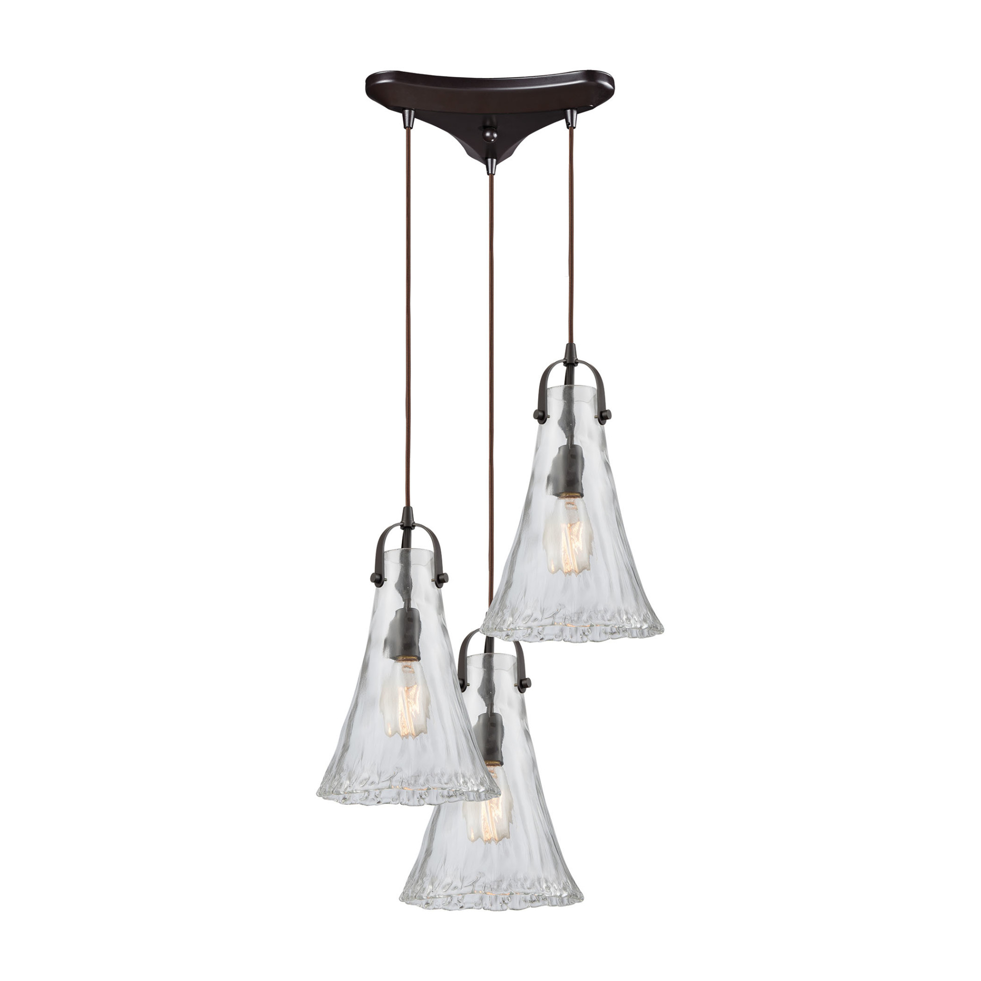 Photos - Chandelier / Lamp Wide Elk Lighting 10555/3 Hand Formed Glass 3 Light 10"  Multi Light Pendant Oil Rubbed Bronze Indoor Lighting Pendants 