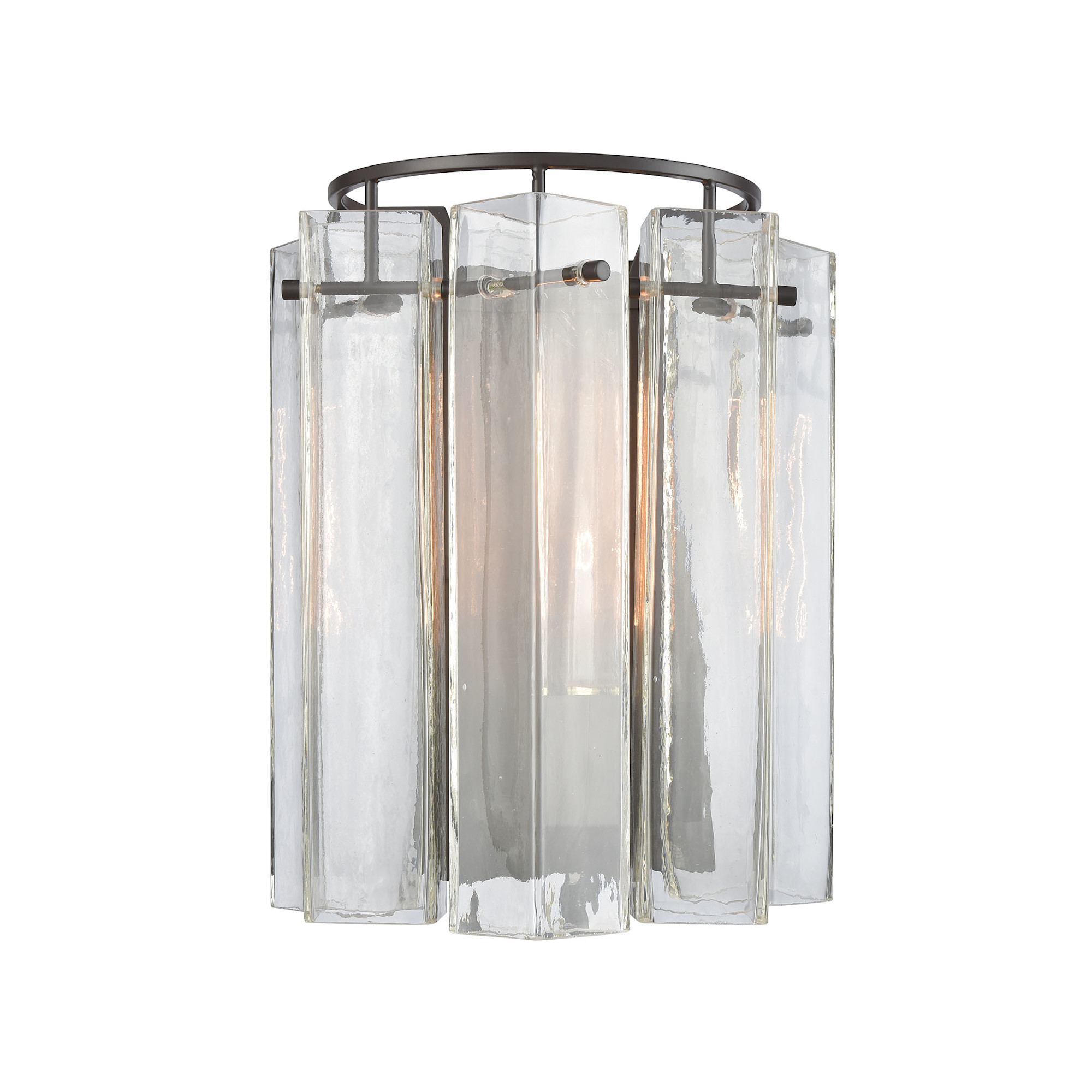Photos - Chandelier / Lamp Elk Lighting 11160/1 Cubic Glass Single Light 12" Tall Wall Sconce Oil Rubbed Bronze Indoor Lighting Wall Sconces