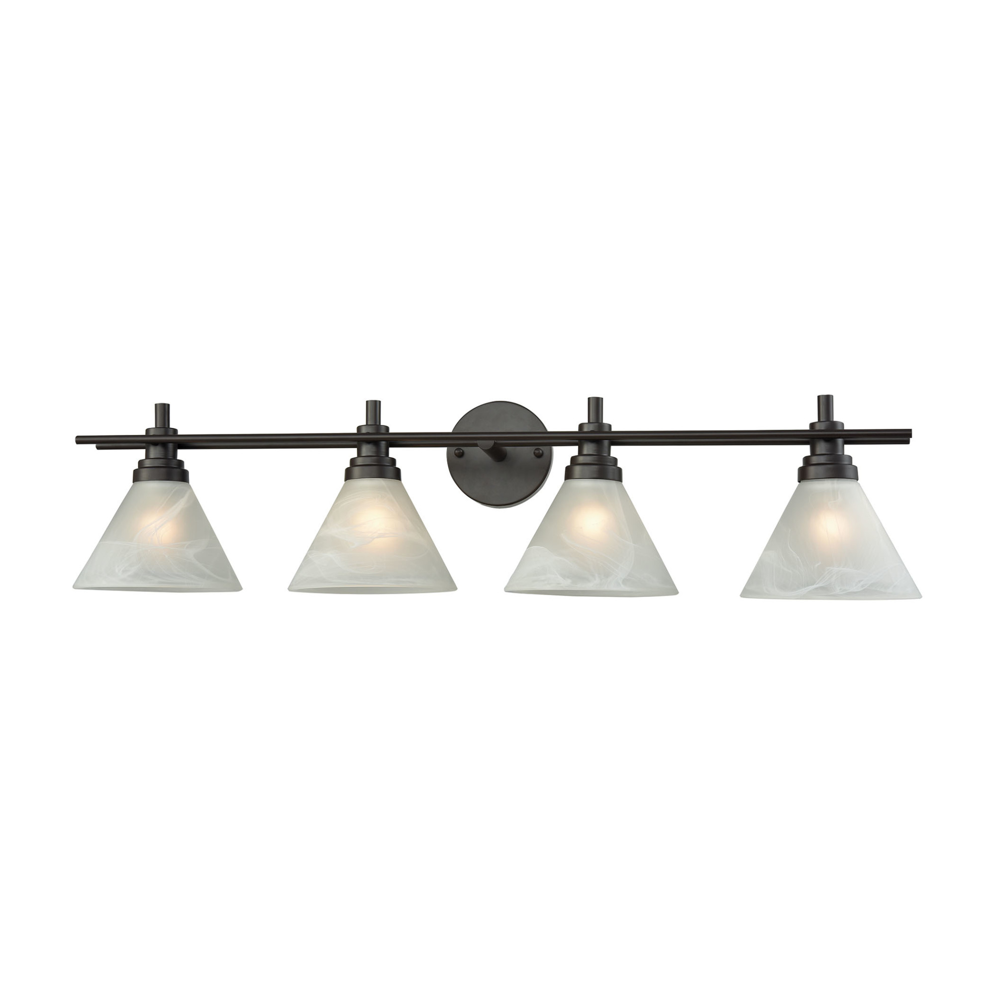 Photos - Chandelier / Lamp Wide Elk Lighting 12404/4 Pemberton 4 Light 36"  Bathroom Vanity Light with White Marbleized Glass Shades Oil Rubbed Bronze I 
