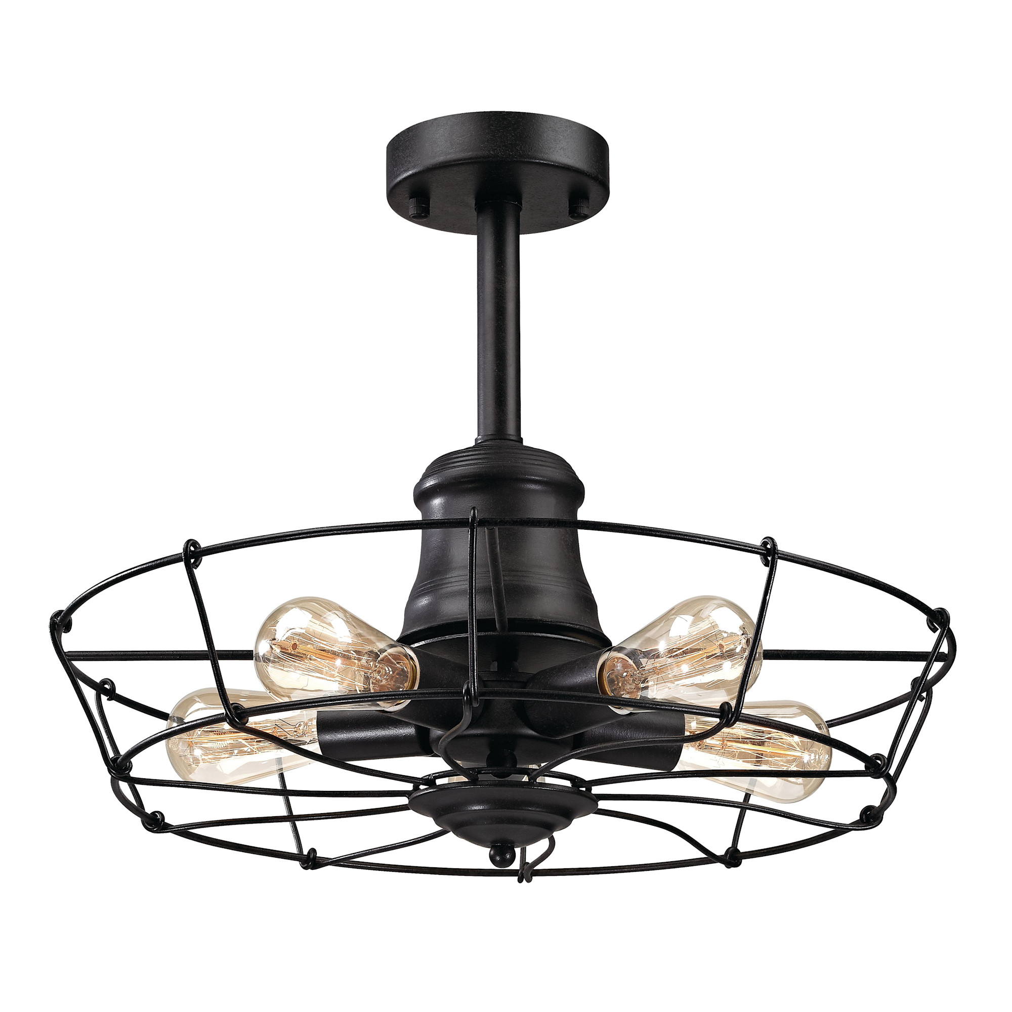 Photos - Chandelier / Lamp iRon Elk Lighting 14259/5 Glendora 5 Light Semi-Flush Ceiling Fixture Wrought  Black Indoor Lighting Ceiling Fixtures Semi-Fl 