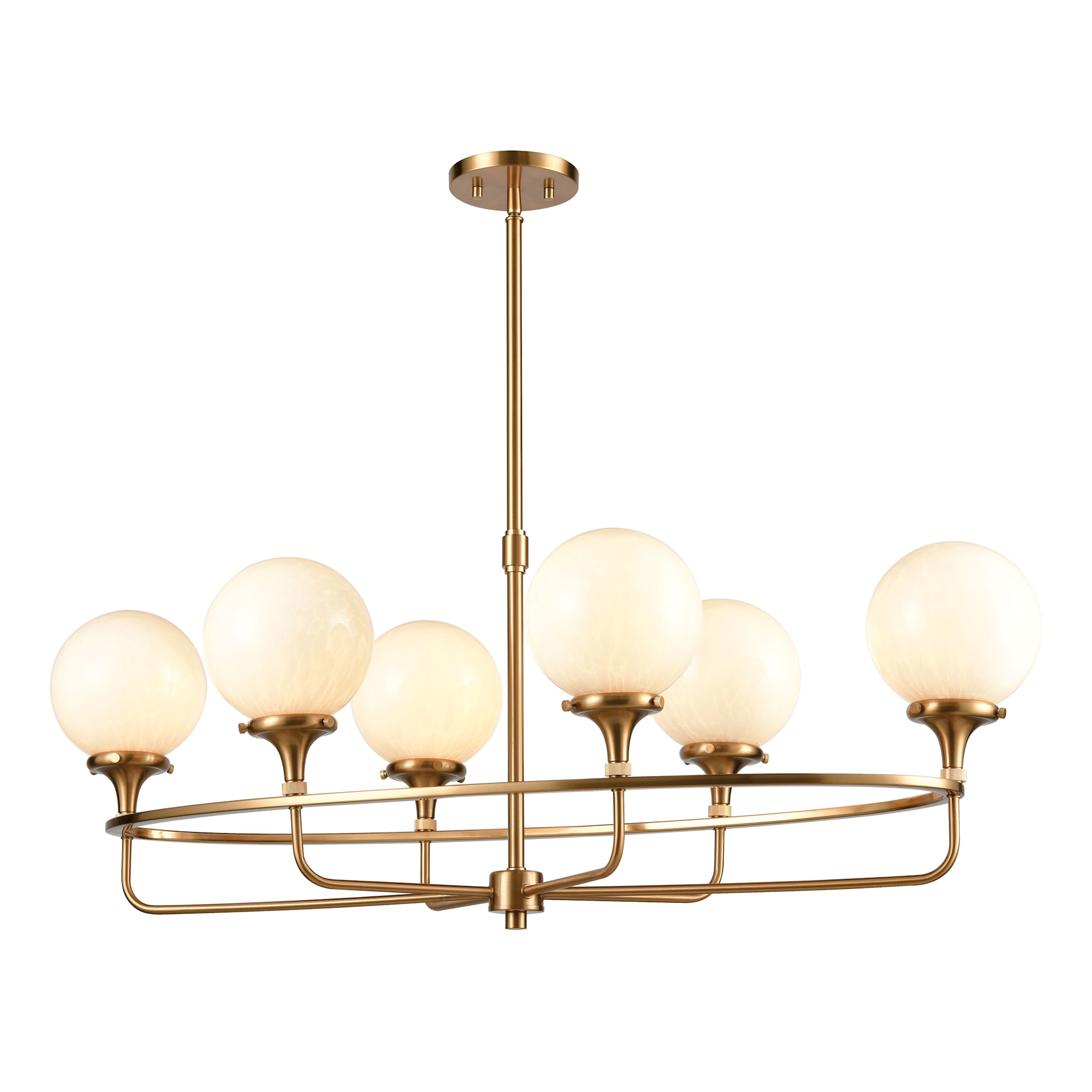 Photos - Chandelier / Lamp Elk Lighting 30147/6 Beverly Hills 6 Light 38" Wide Chandelier Satin Brass Indoor Lighting Chandeliers