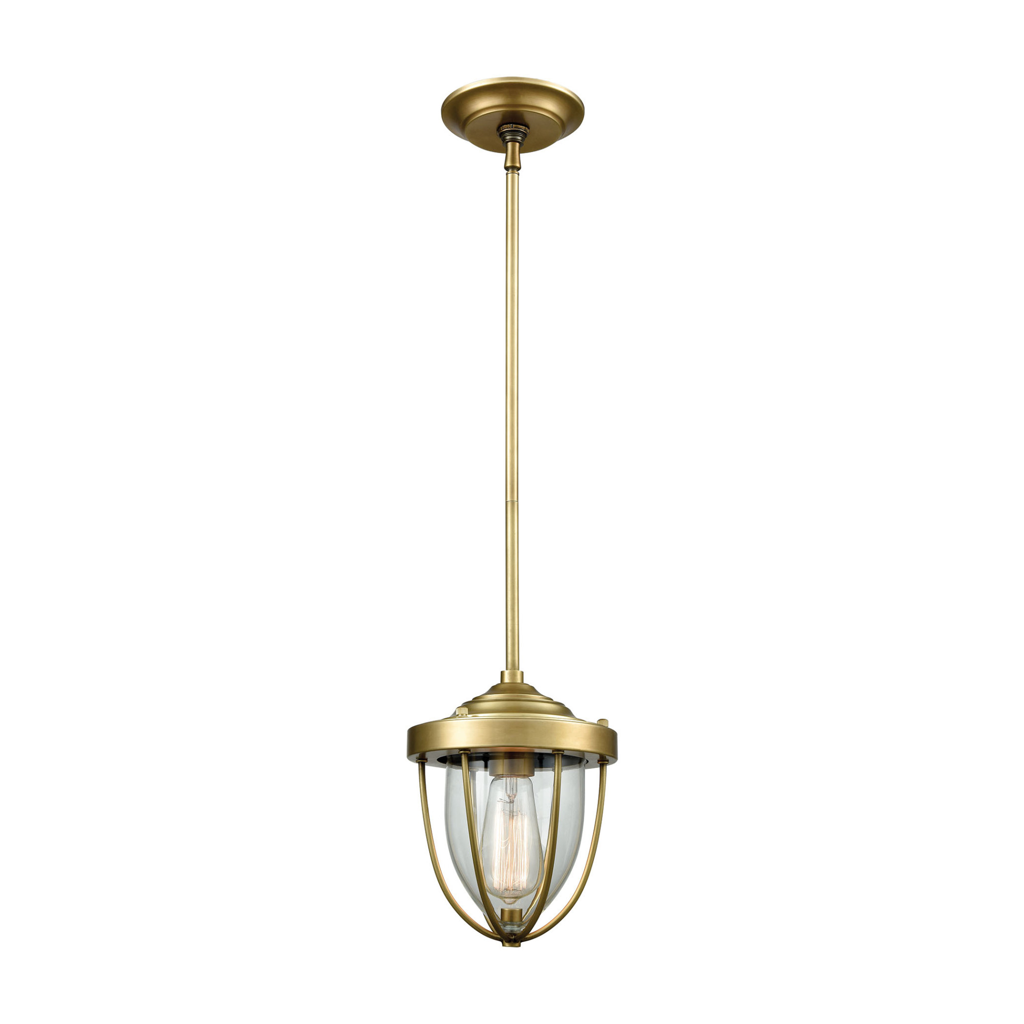 Photos - Chandelier / Lamp Wide Elk Lighting 33120/1 Sturgis Single Light 7"  Mini Pendant Satin Brass Indoor Lighting Pendants 