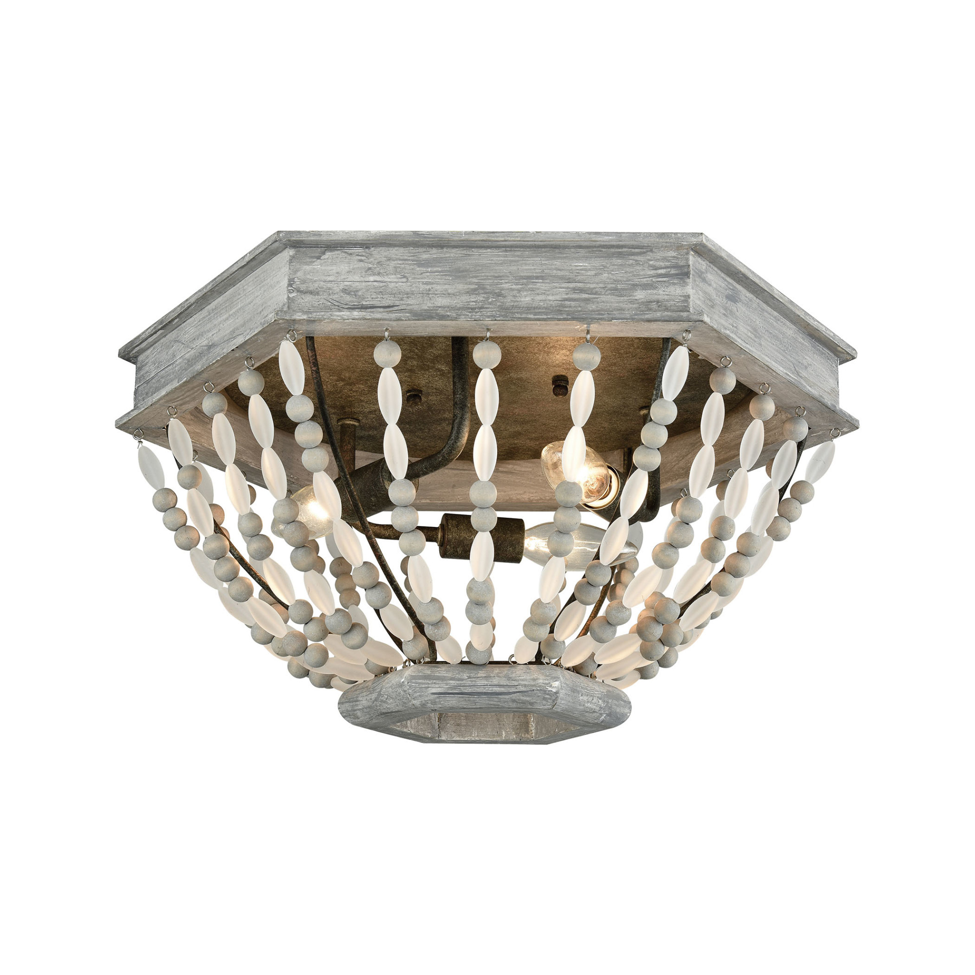 Photos - Chandelier / Lamp Wide Elk Lighting 33191/3 Summerton 3 Light 18"  Flush Mount Ceiling Fixture Washed Gray / Malted Rust Indoor Lighting Ceilin 