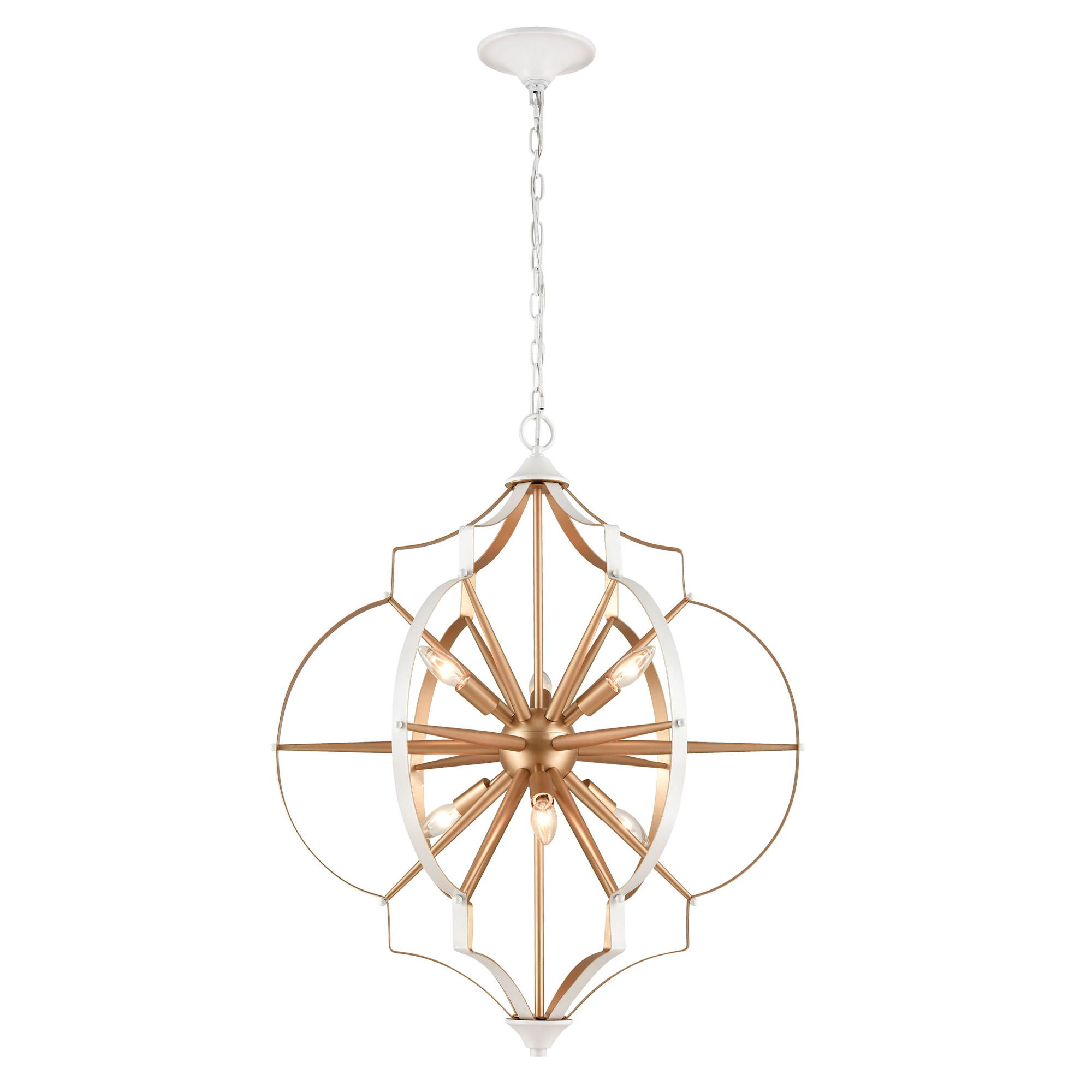 Photos - Chandelier / Lamp Laguna Elk Lighting 33396/6  Beach 6 Light 26" Wide Pendant Gold / White Indoor Lighting Pendants 