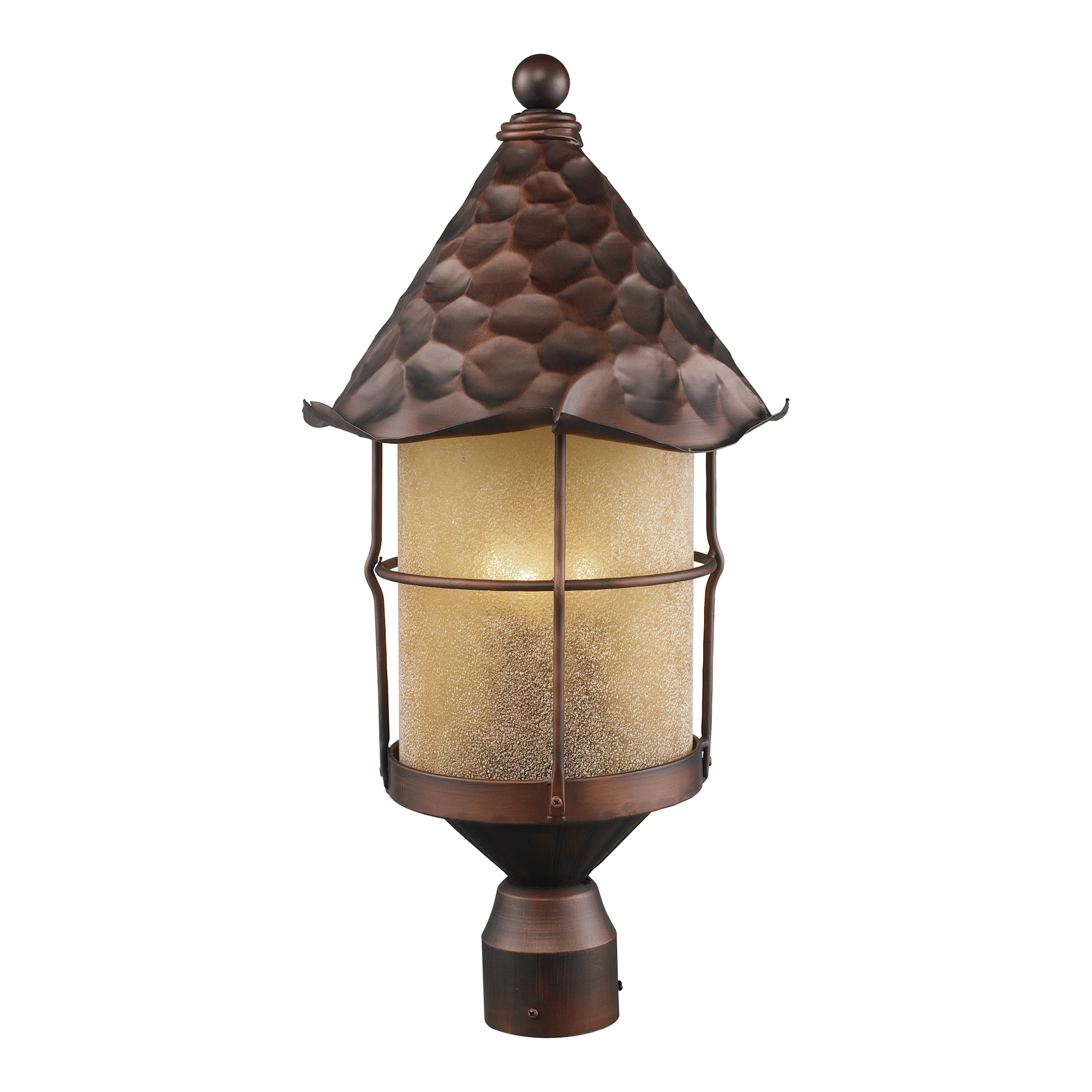 Photos - Floodlight / Street Light Elk Lighting 389 Rustica Three-Light Outdoor Post Light Antique Copper Outdoor Lighting Post Lights Single Head Post Lights
