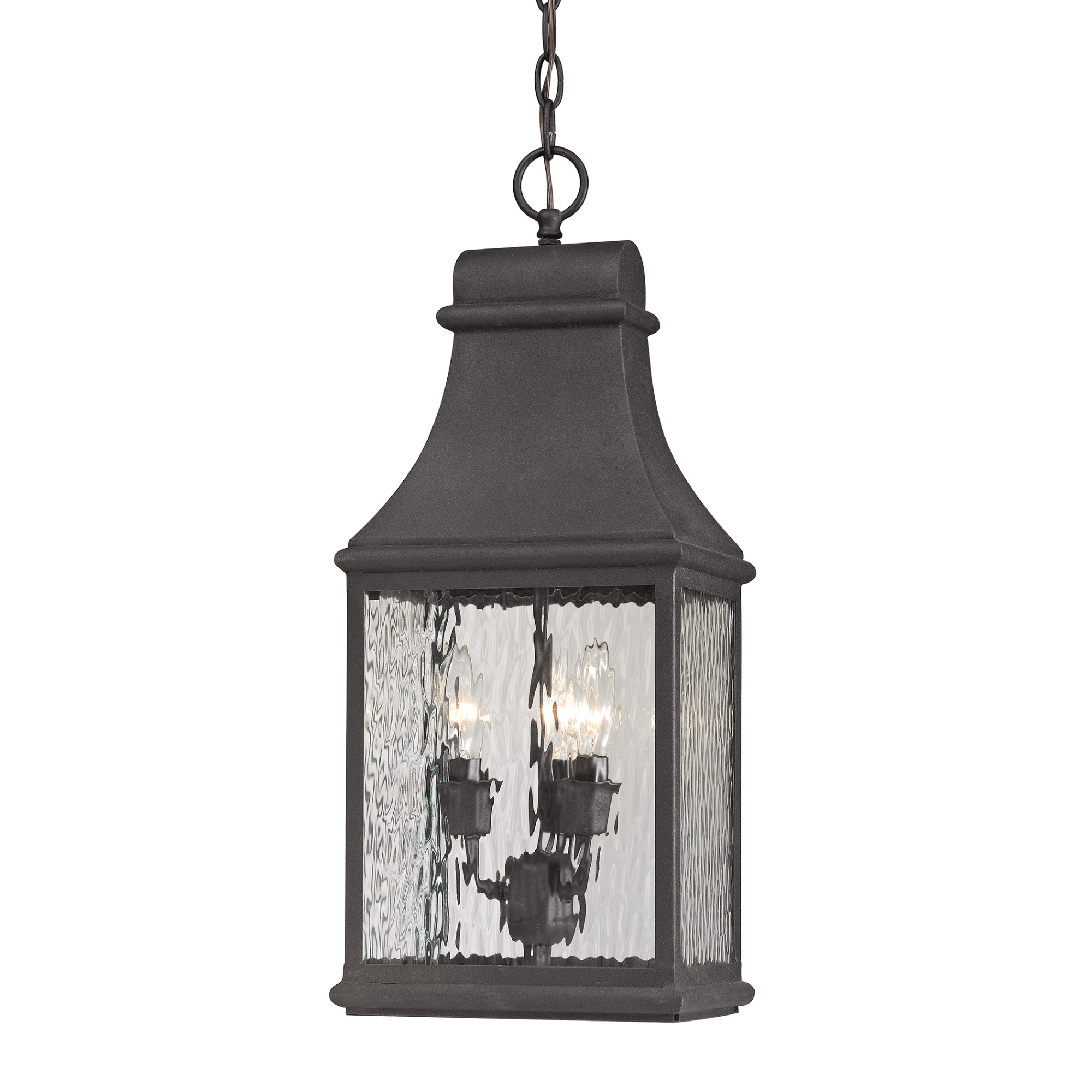 Photos - Floodlight / Street Light Elk Lighting 47074/3 Forged Jefferson 3 Light Outdoor Pendant Charcoal Outdoor Lighting Pendants