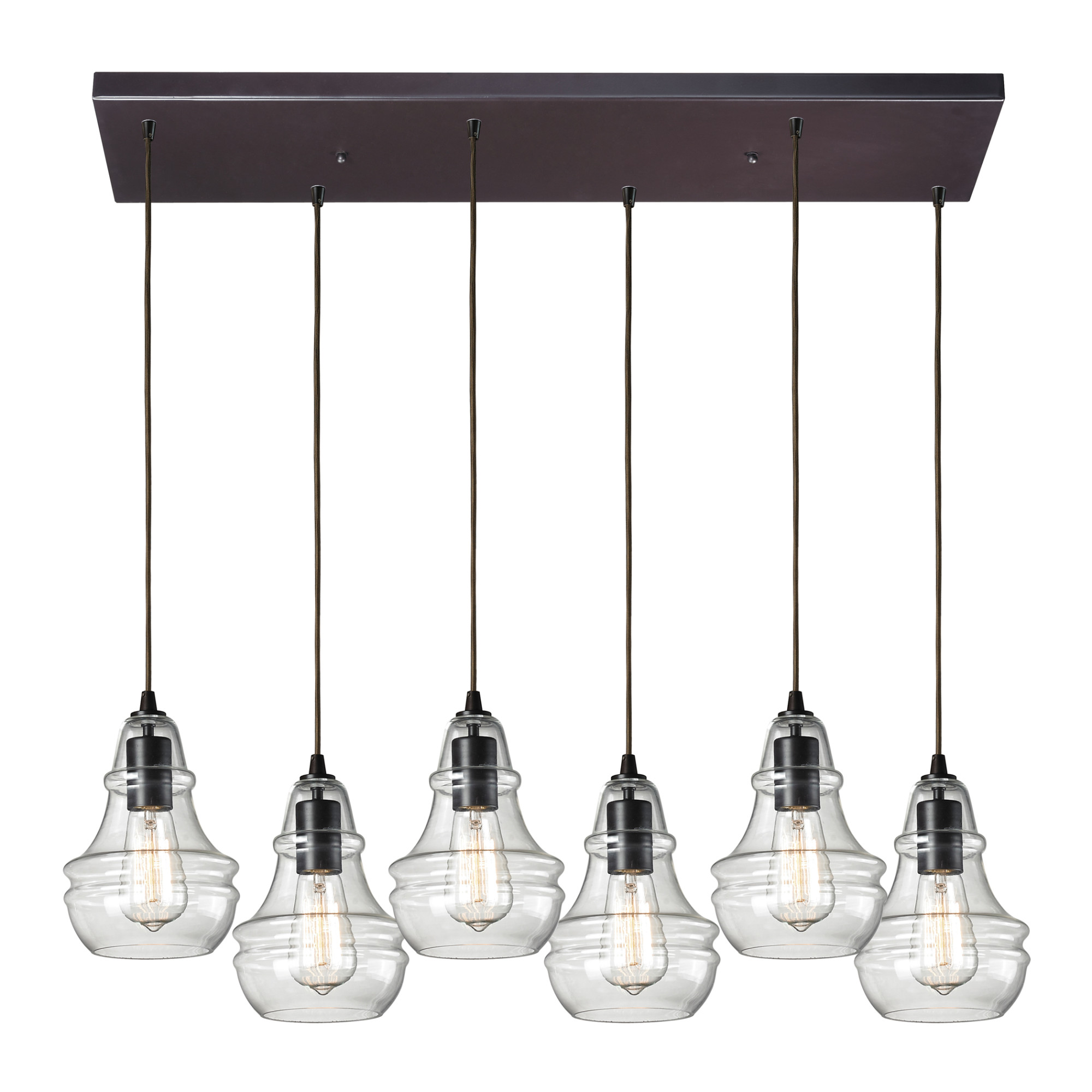 Photos - Chandelier / Lamp Park Elk Lighting 60047-6RC Menlow 6 Light 30" Wide Multi Light Pendant with Rectangle Canopy and Hand Blown Glass Shades Oi