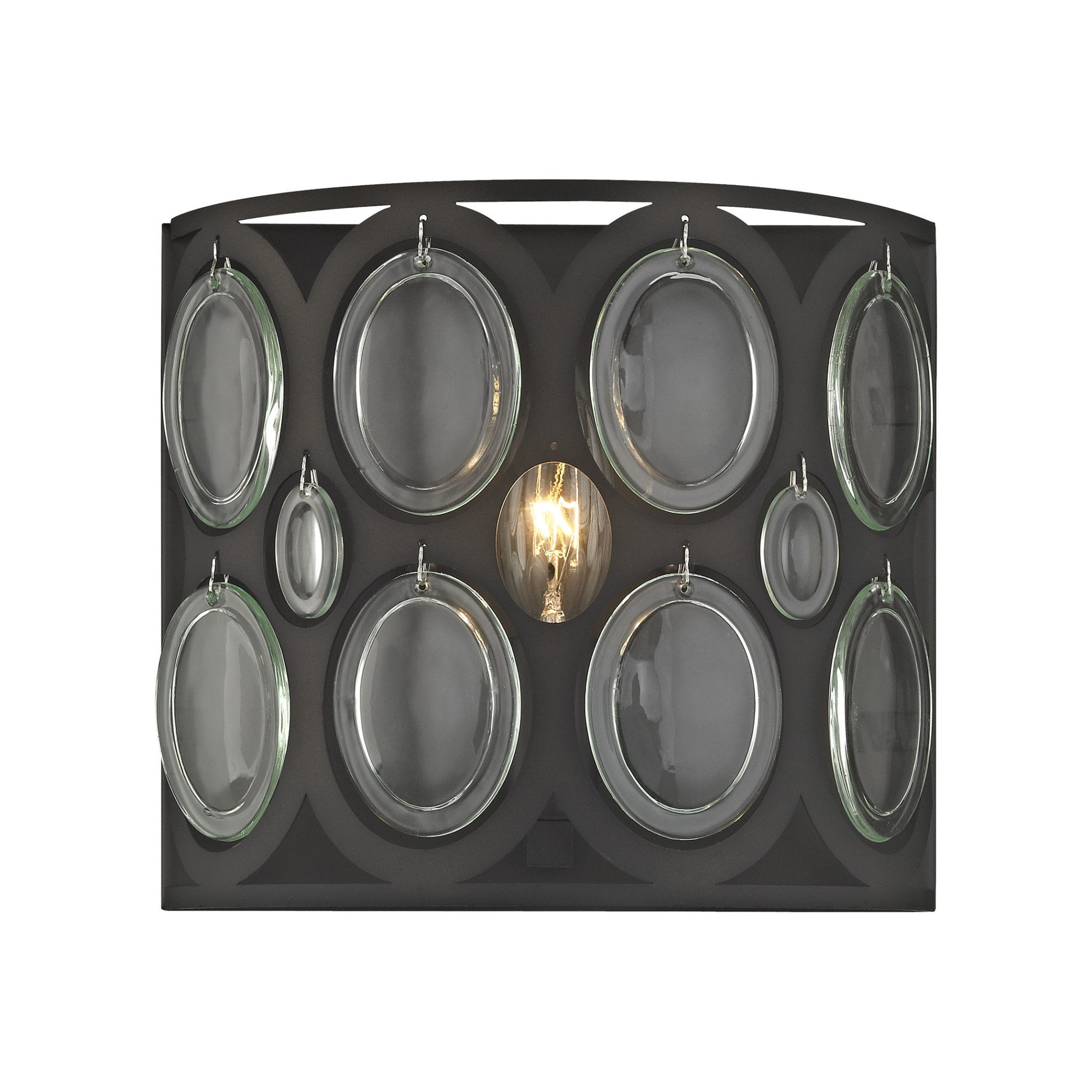 Photos - Chandelier / Lamp Wide Elk Lighting 81120/1 Serai Single Light 8"  Bathroom Sconce with Laser Cut Soda Bottle Glass Oil Rubbed Bronze Indoor Li 