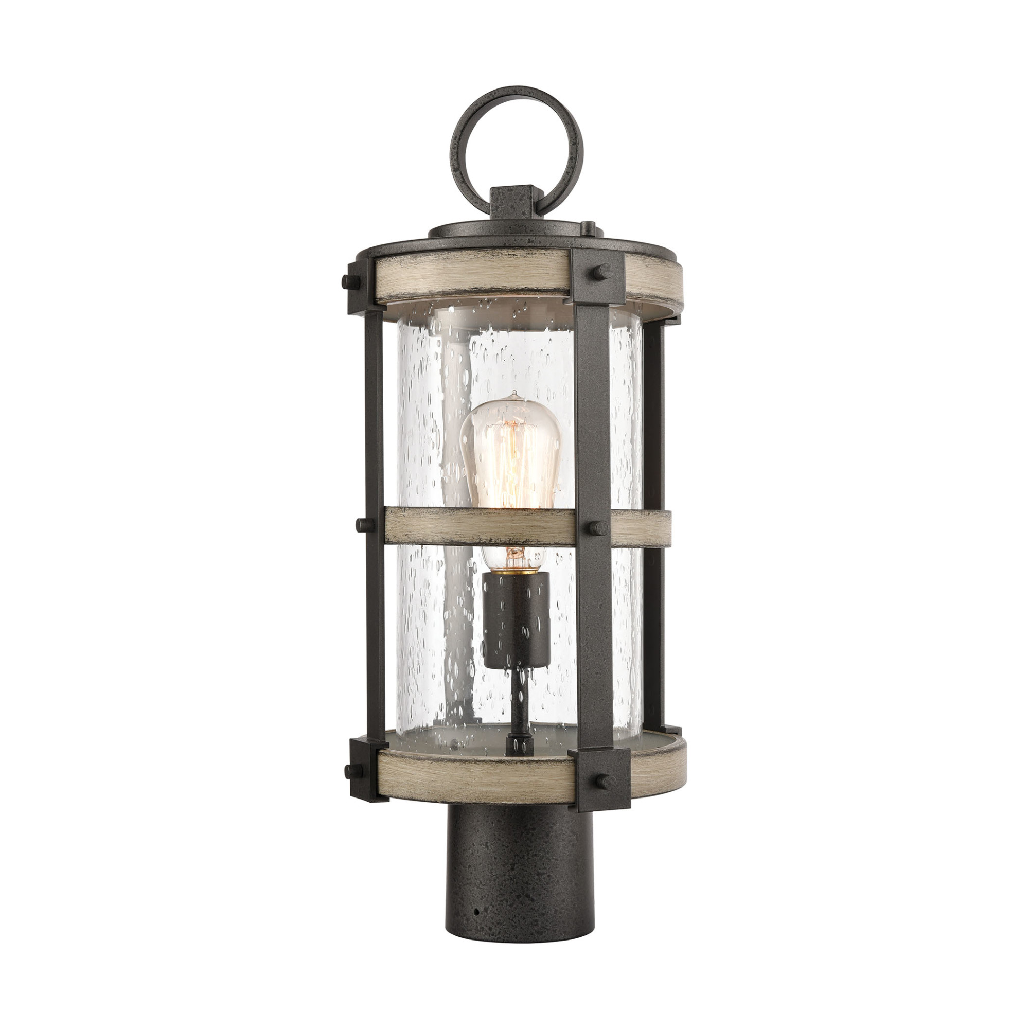 Photos - Floodlight / Street Light iRon Elk Lighting 89148/1 Annenberg 19" Tall Outdoor Single Head Post Light Anvil  / Distressed Antique Graywood Outdoor Ligh 