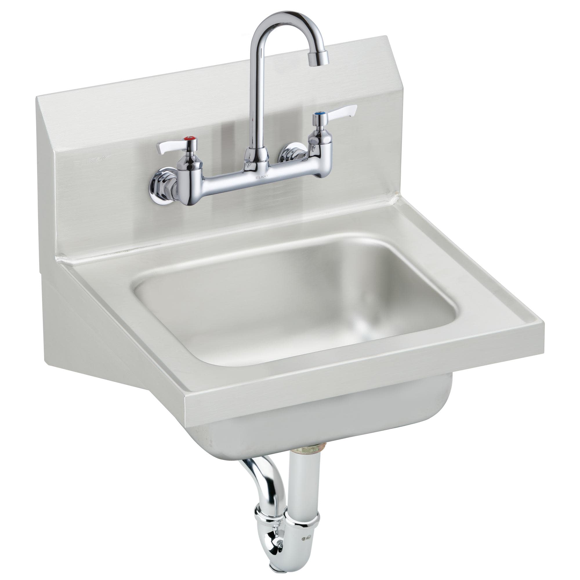 Photos - Kitchen Sink Elkay CHS1716C Stainless Steel 16-3/4" x 15-1/2" Wall Mounted Handwash Sink Package Buffed Satin Sinks Utility Sinks Stainle 